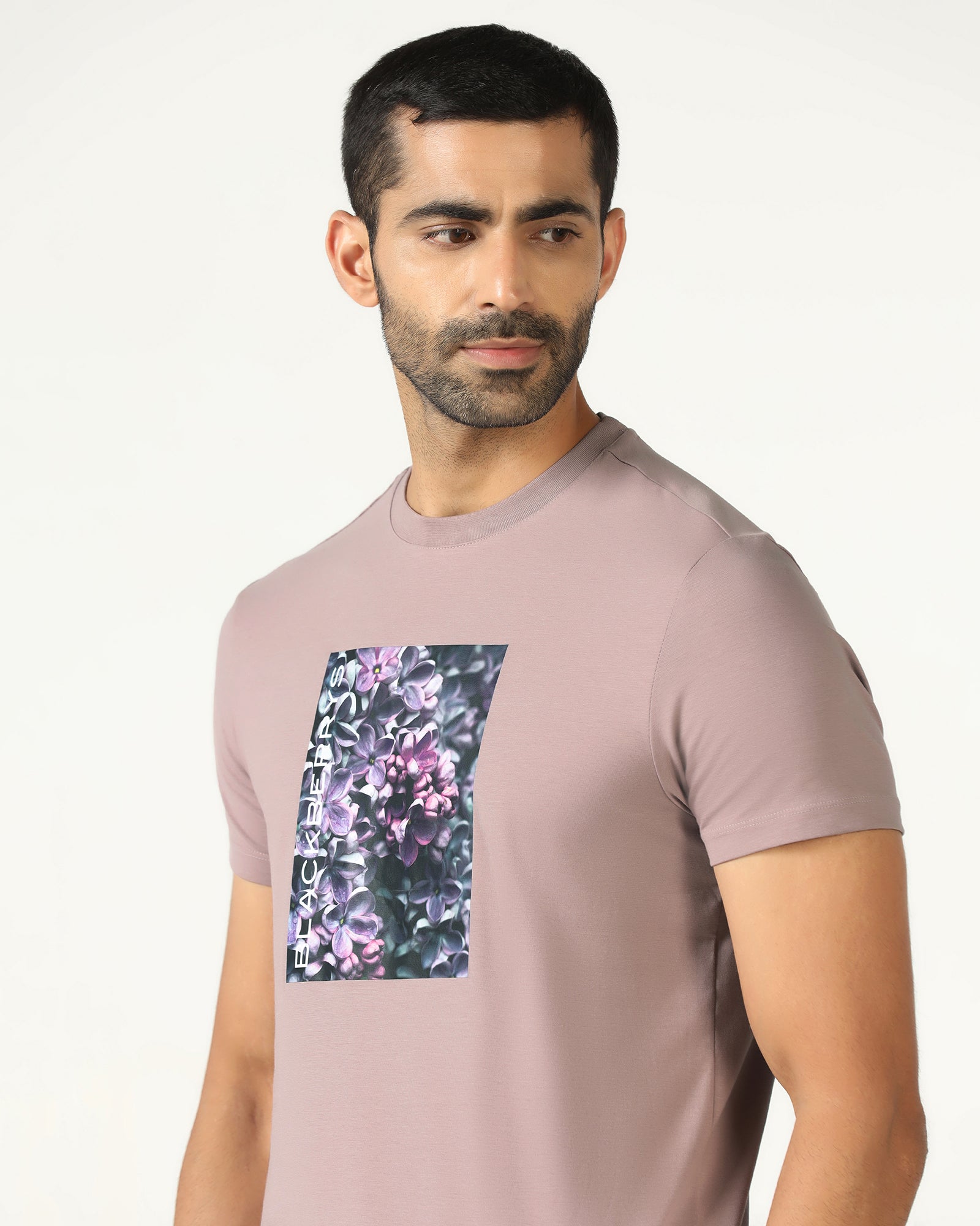Mauve Crew Neck Solid T-Shirt - Dalon