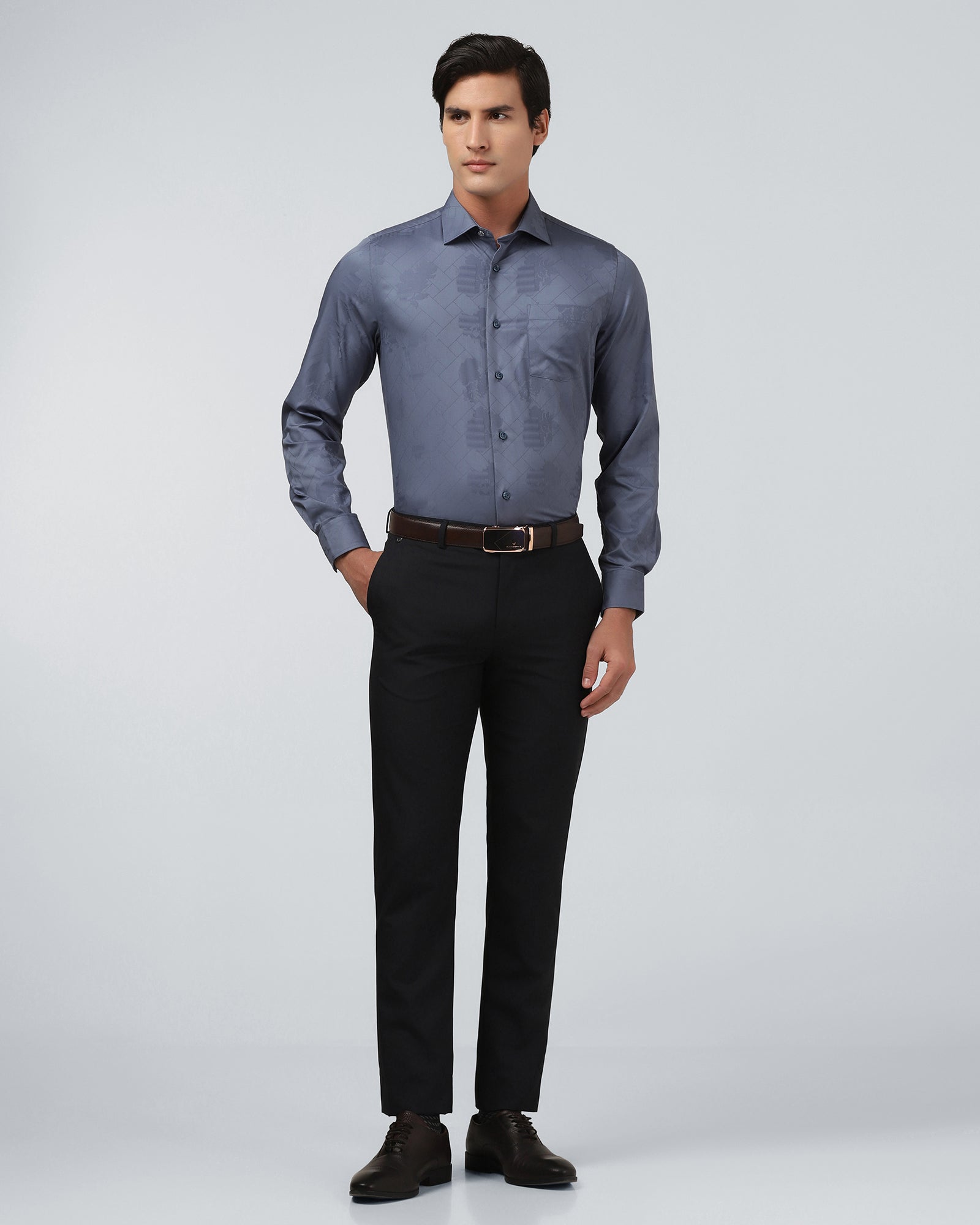 Mid Blue Jacquard Shirt - Ramen