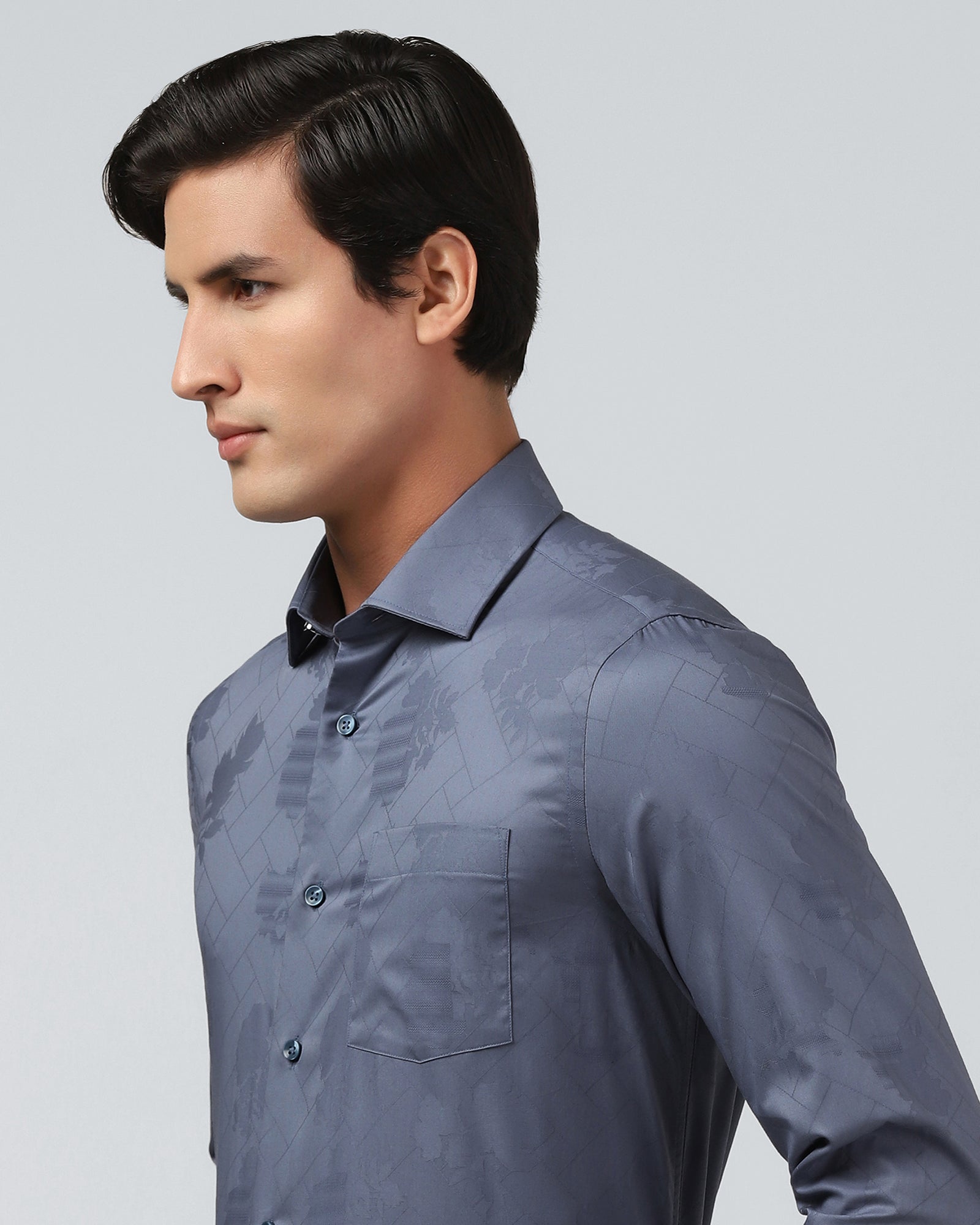 Mid Blue Jacquard Shirt - Ramen