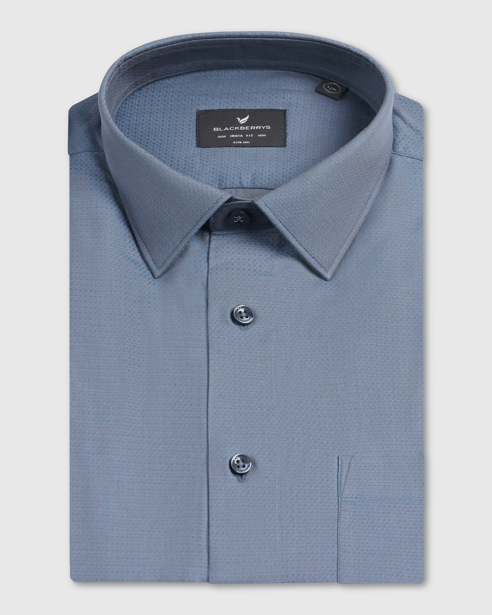 Mid Blue Half Sleeve Textured Shirt - Zander