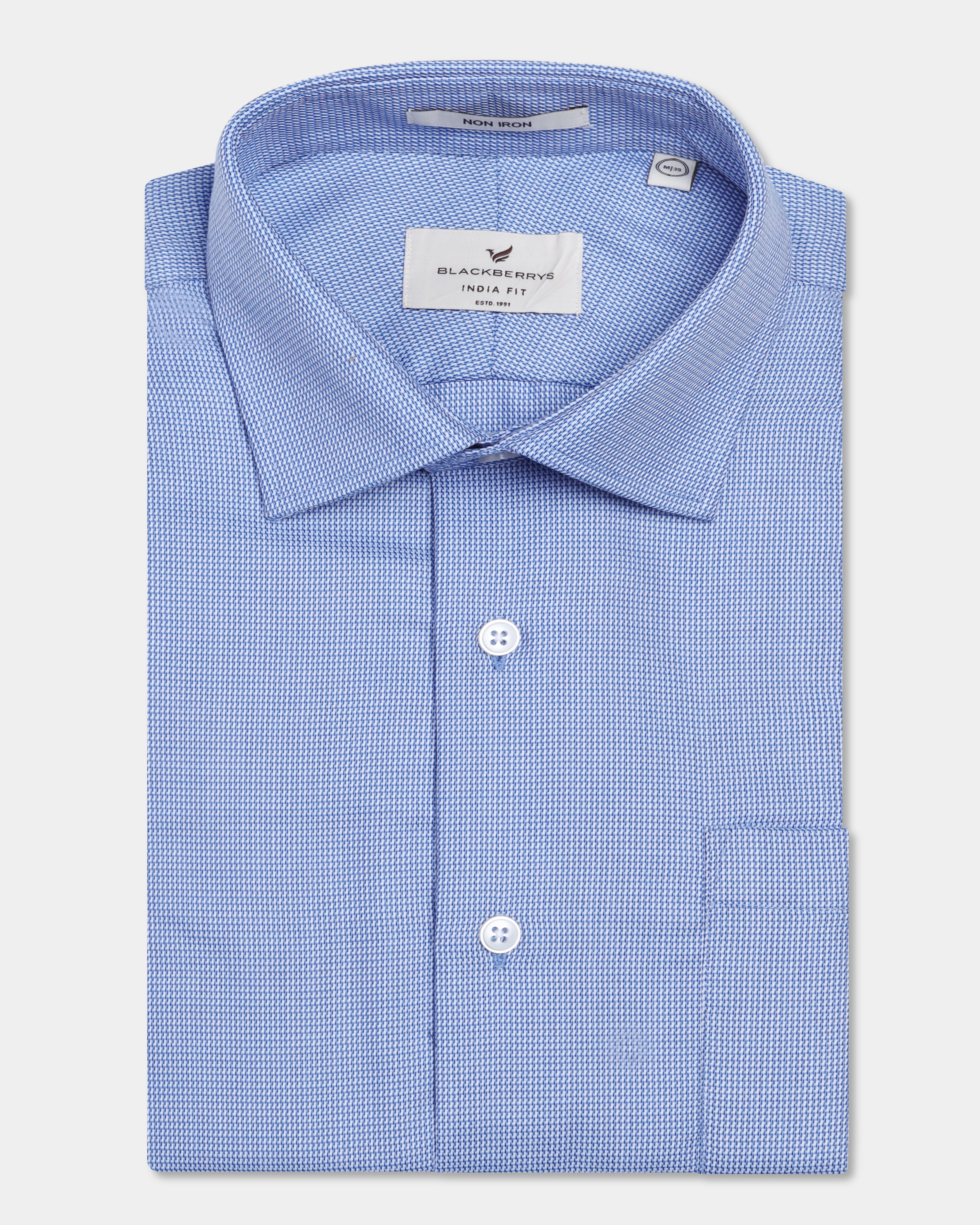 Mid Blue Non Iron Textured Shirt - Ester