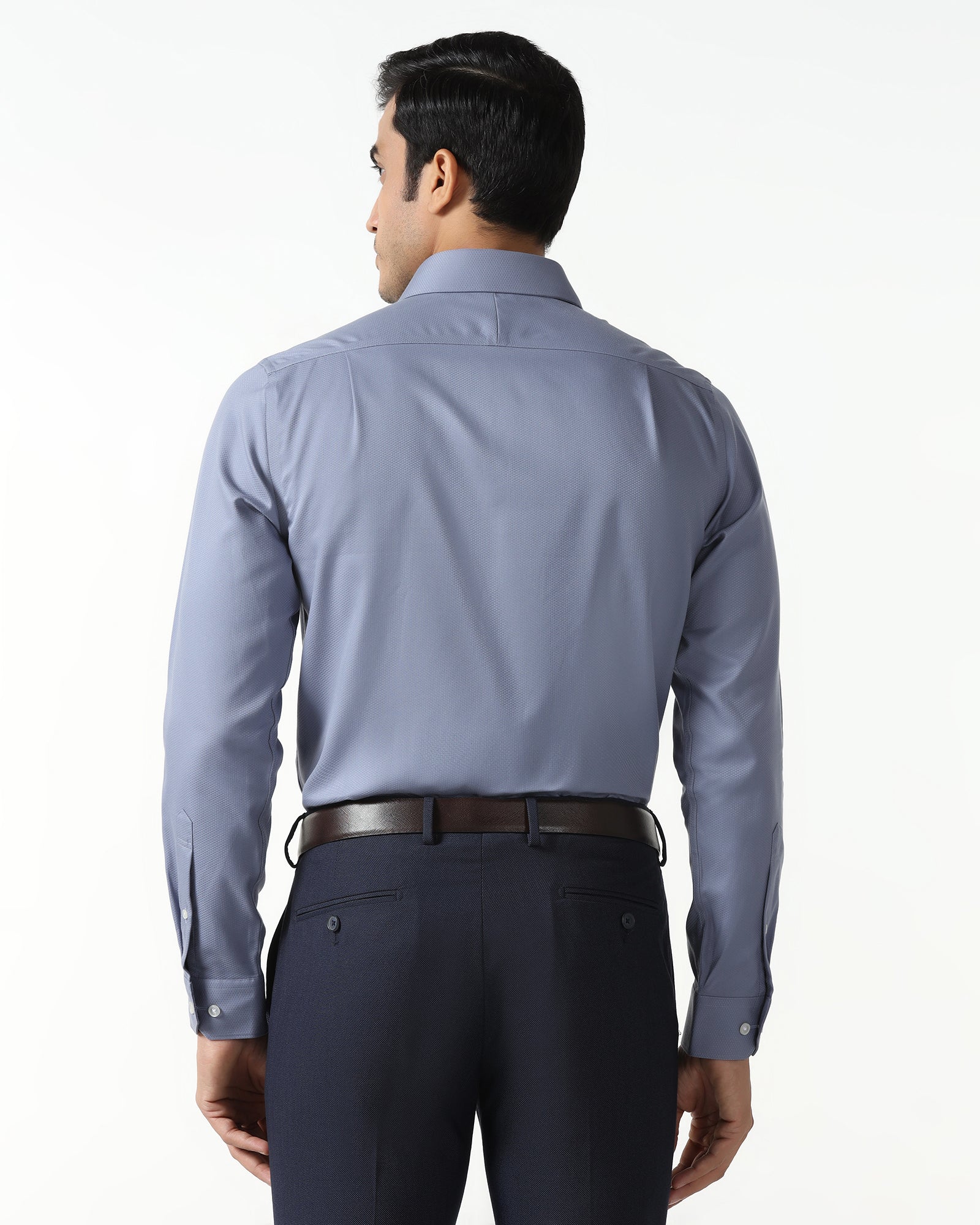 Mid Blue Non Iron Textured Shirt - P31