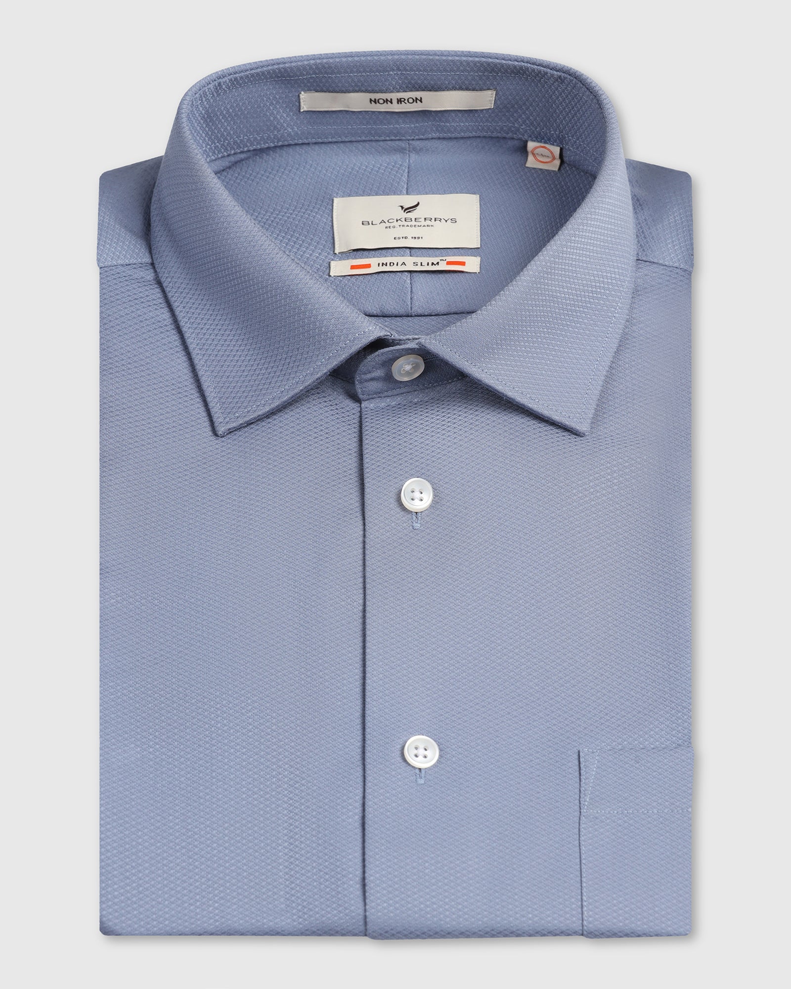 Mid Blue Non Iron Textured Shirt - P31