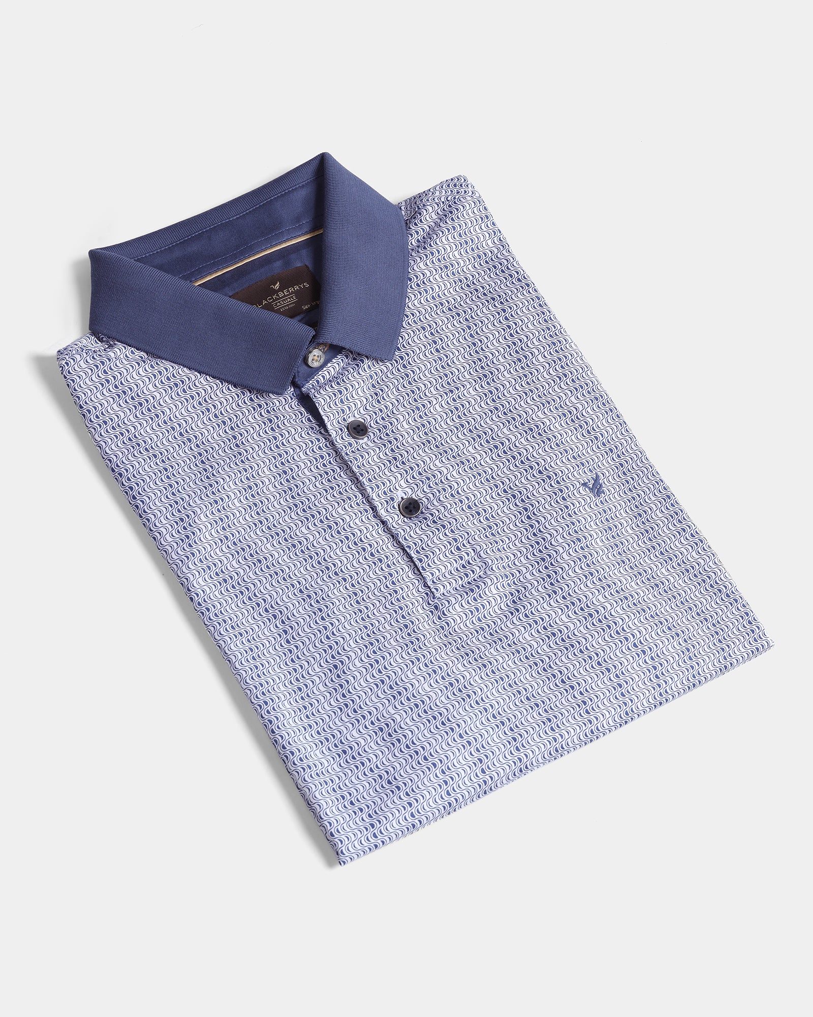 Mid Blue Printed Polo - Zap