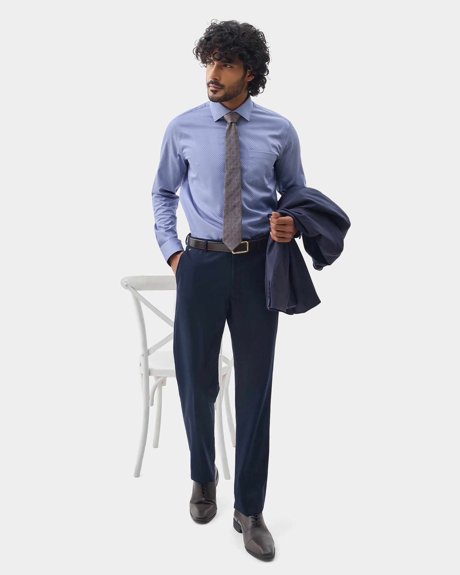 Mid Blue Printed Shirt - Basis
