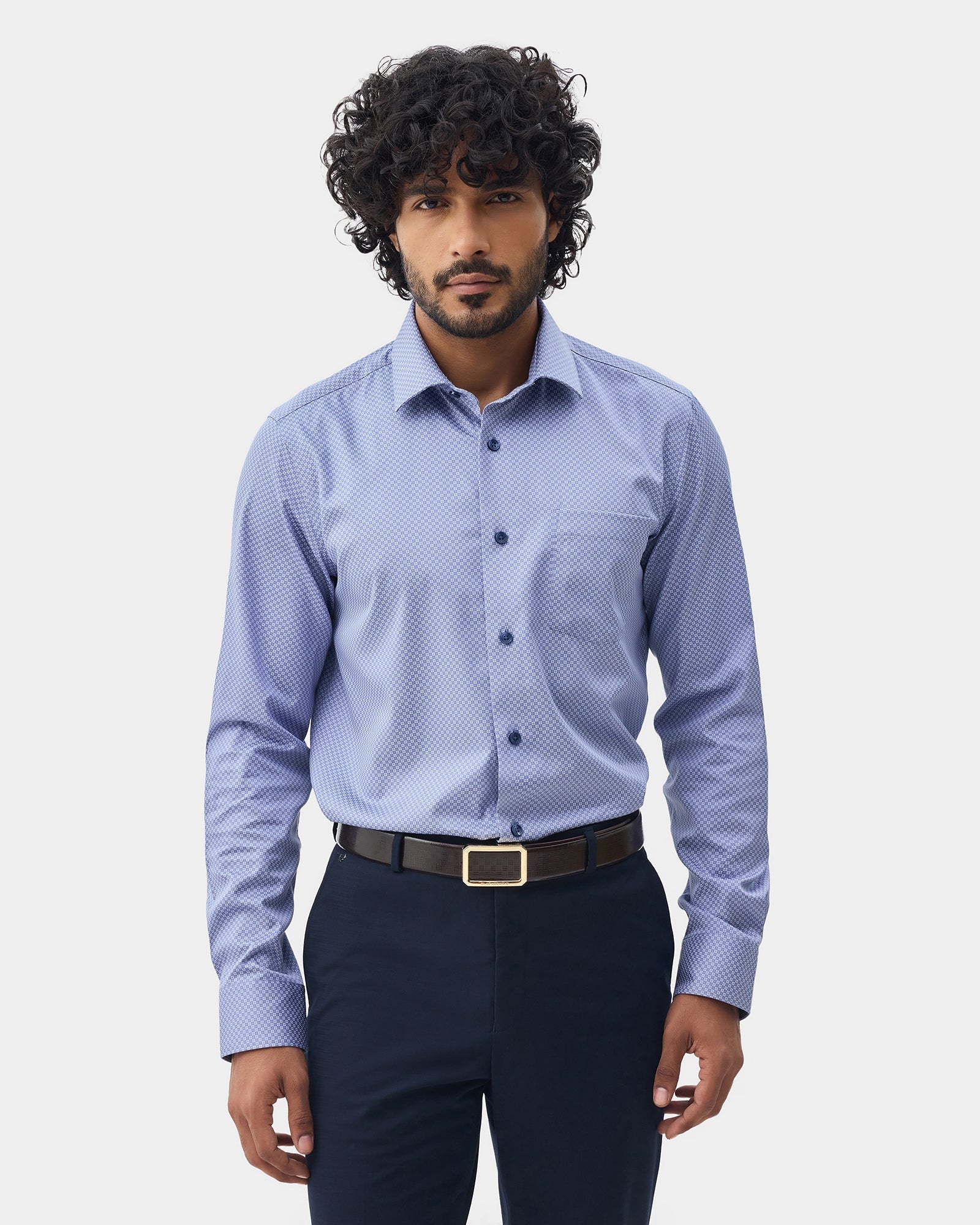 Mid Blue Printed Shirt - Basis