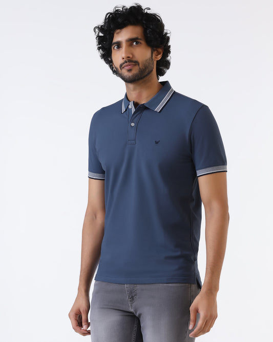 Mid Blue Solid Polo - Taurus
