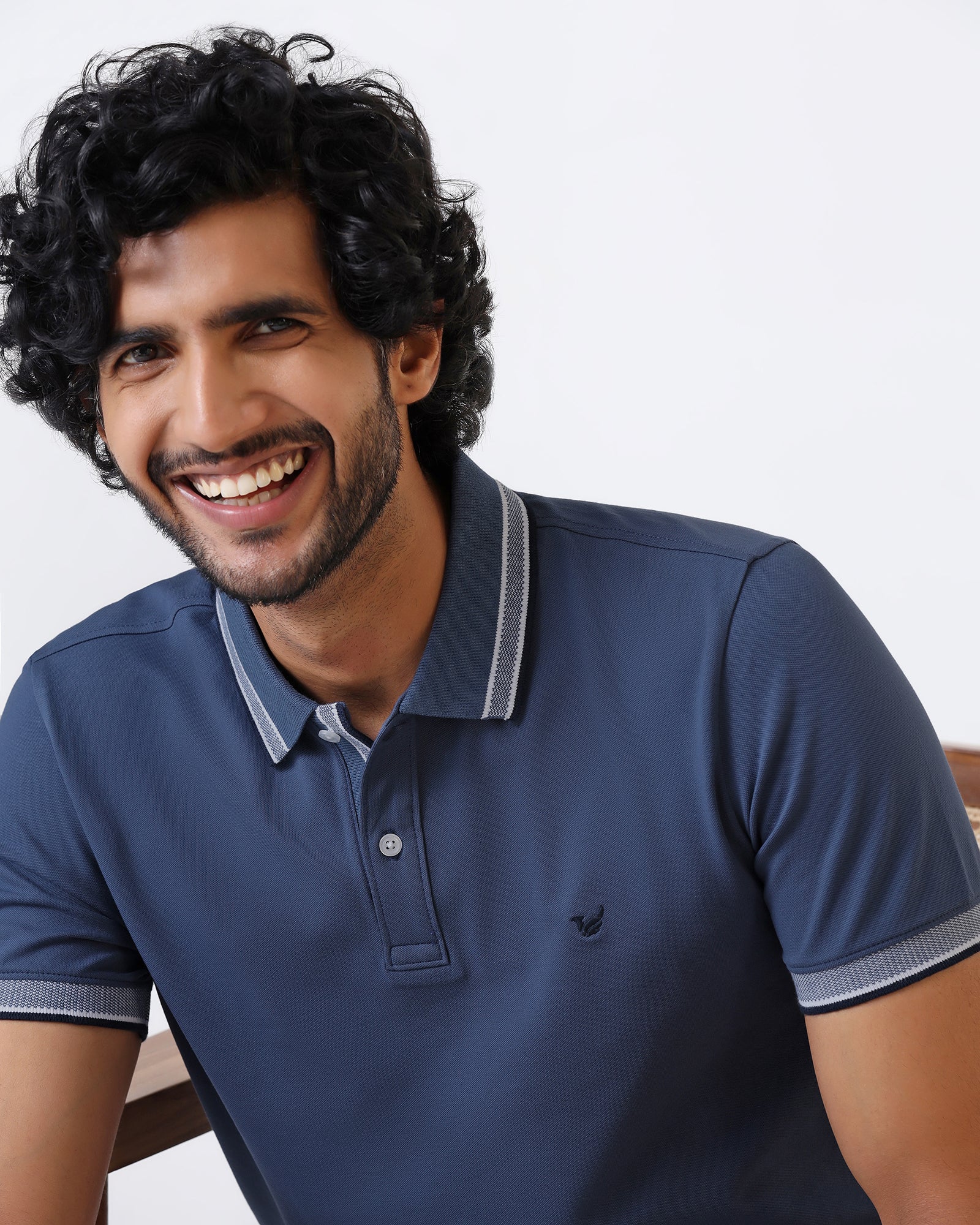 Mid Blue Solid Polo - Taurus