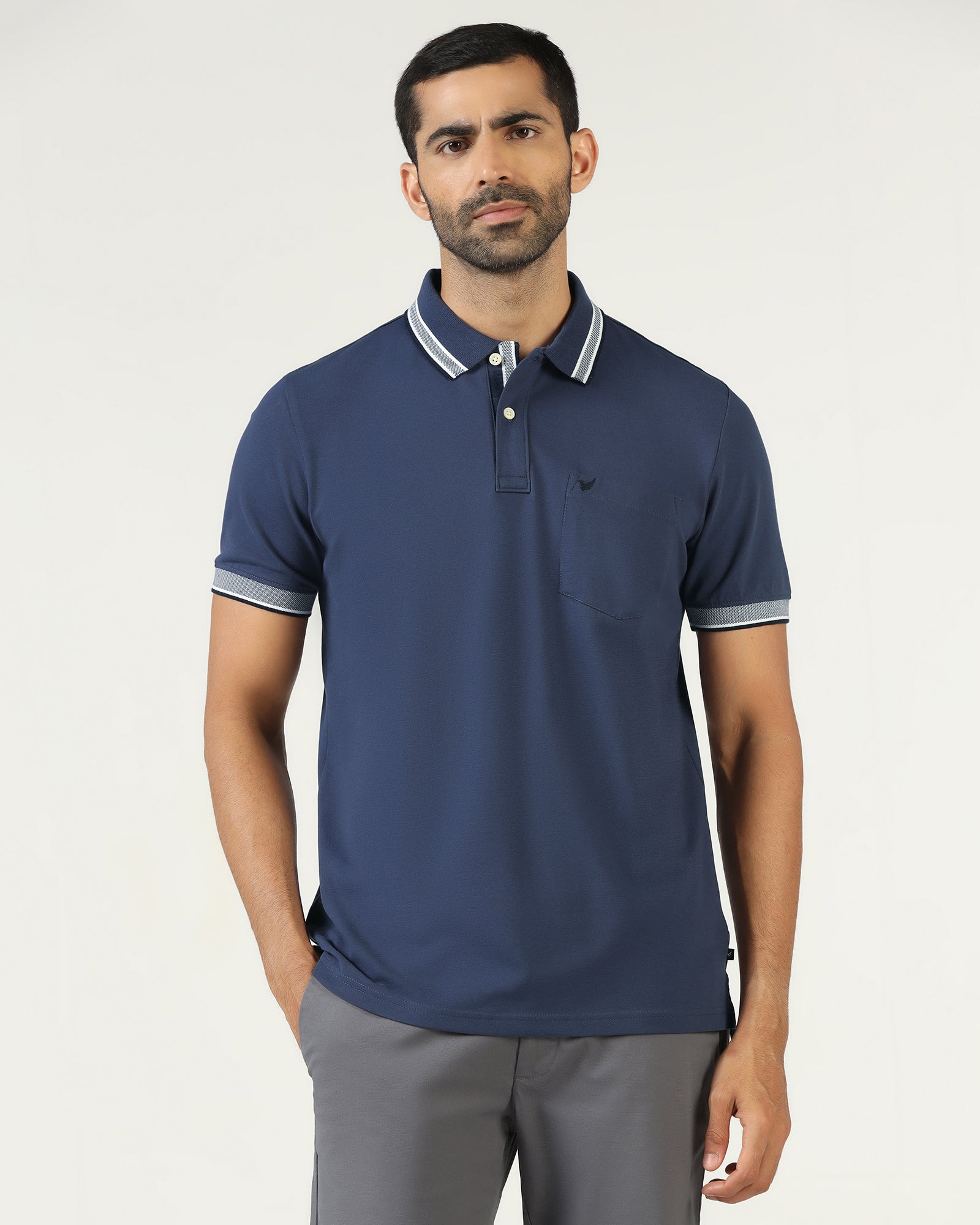 Mid Blue Solid Polo - Taurus
