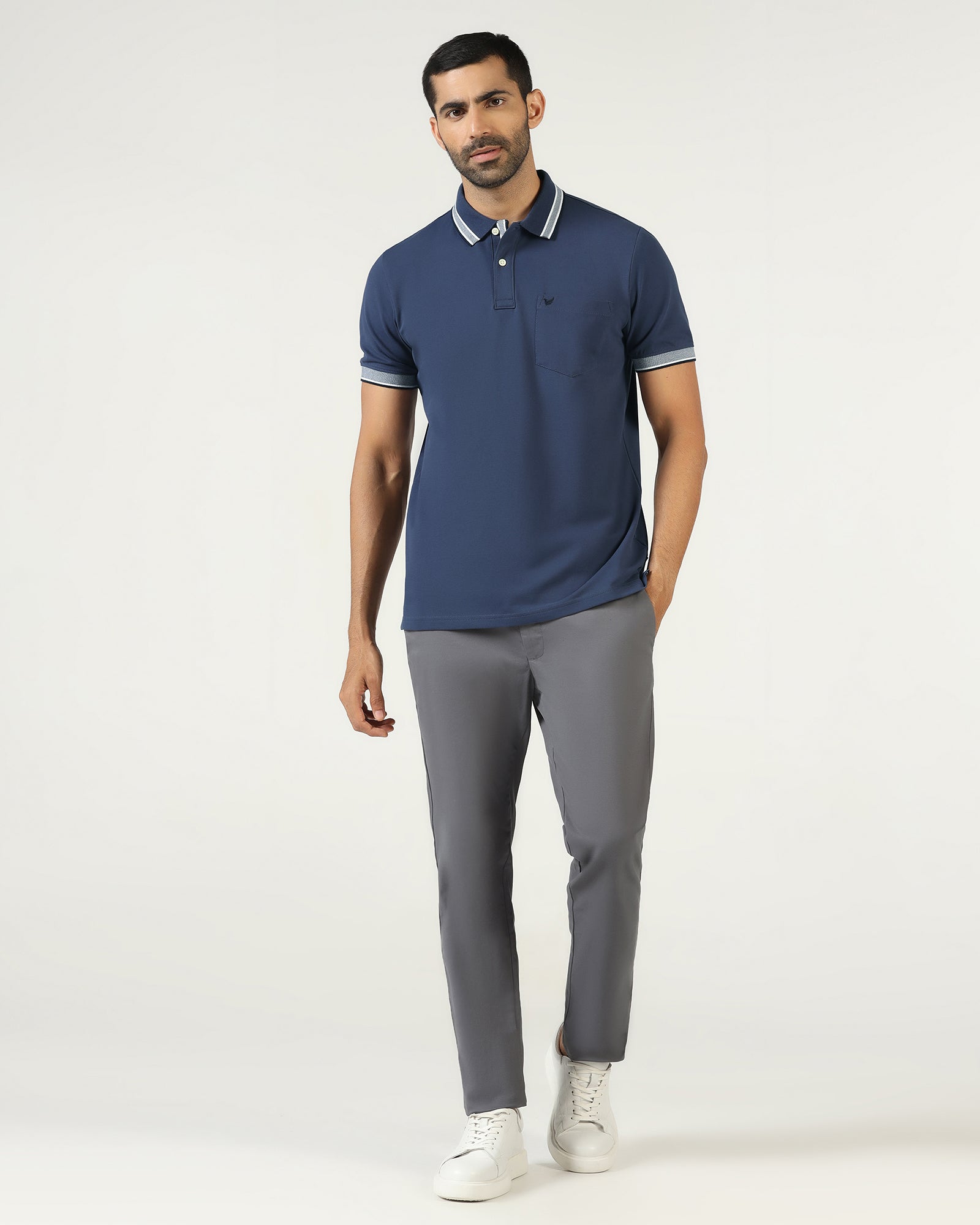 Mid Blue Solid Polo - Taurus