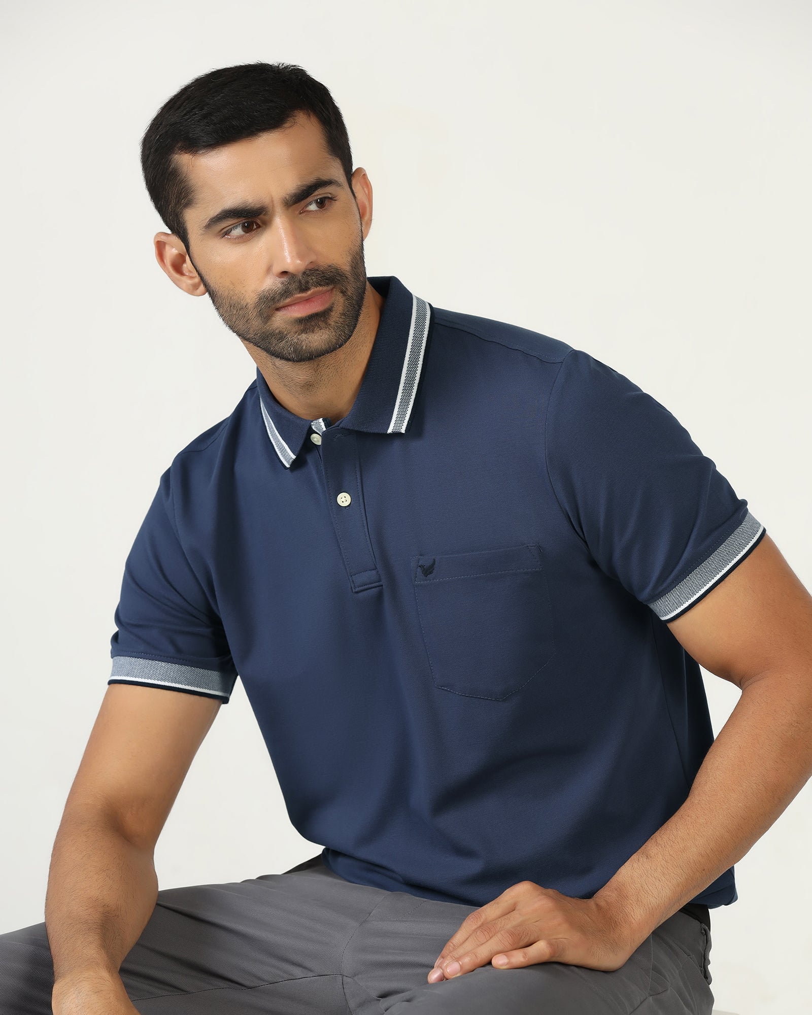 Mid Blue Solid Polo - Taurus