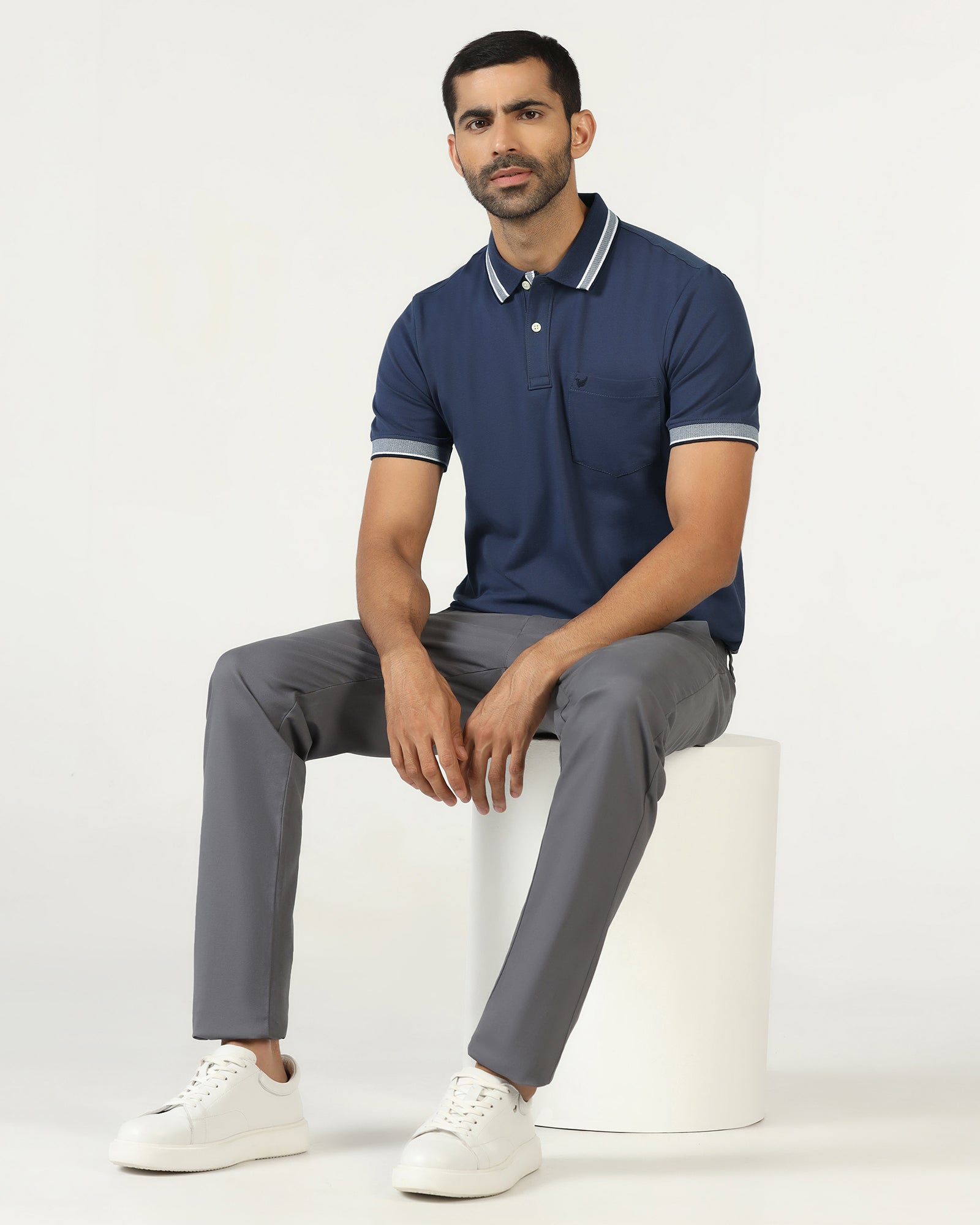 Mid Blue Solid Polo - Taurus