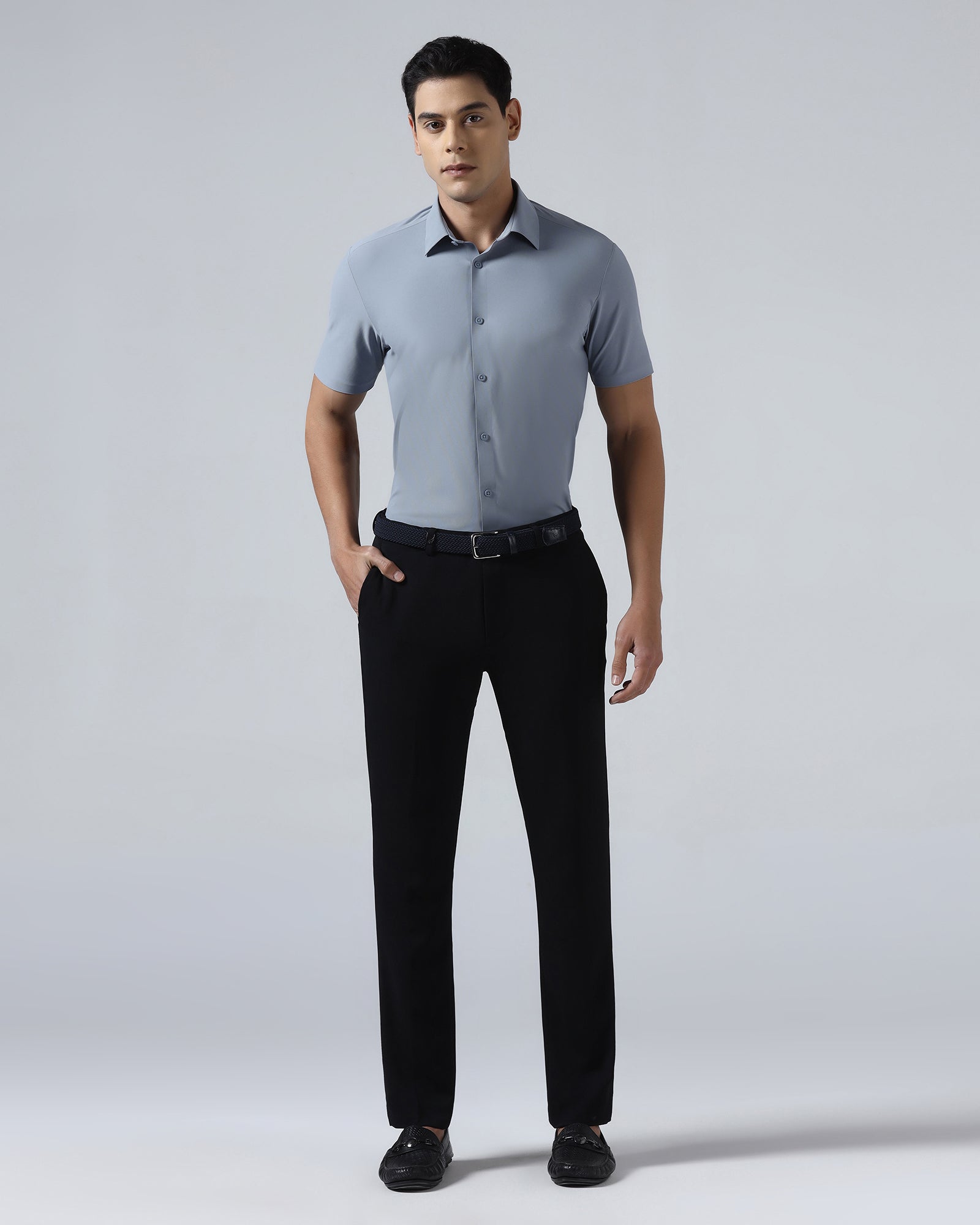 Mid Blue Half Sleeve TechPro Solid Shirt - Kanon