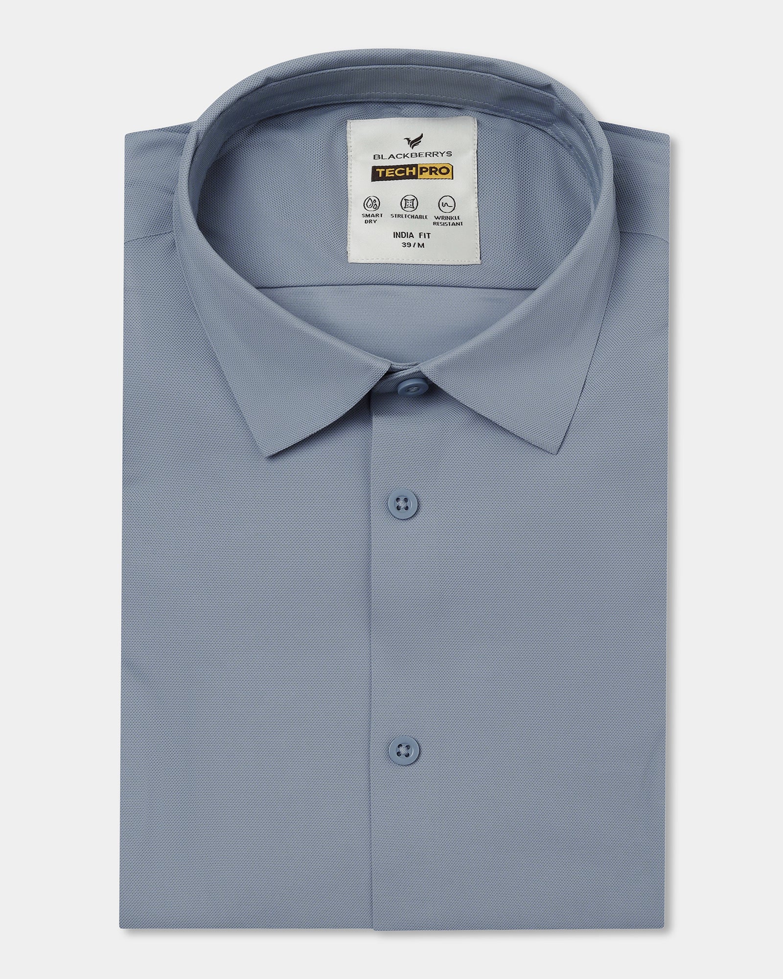 Mid Blue Half Sleeve TechPro Solid Shirt - Kanon