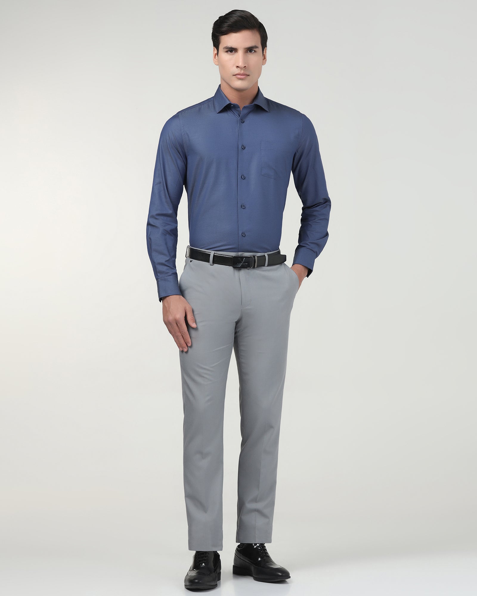 Mid Blue Textured Shirt - Magnus