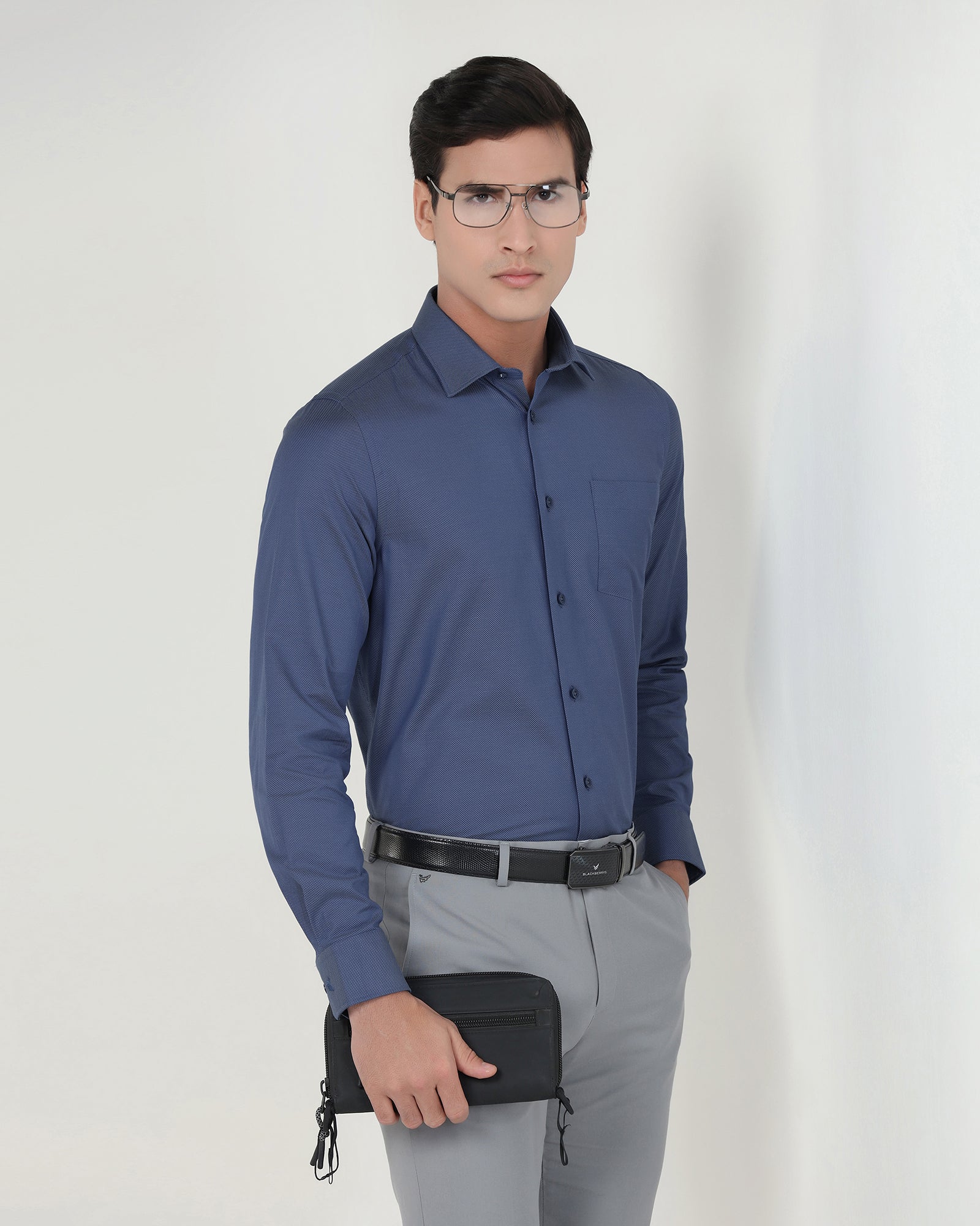 Mid Blue Textured Shirt - Magnus