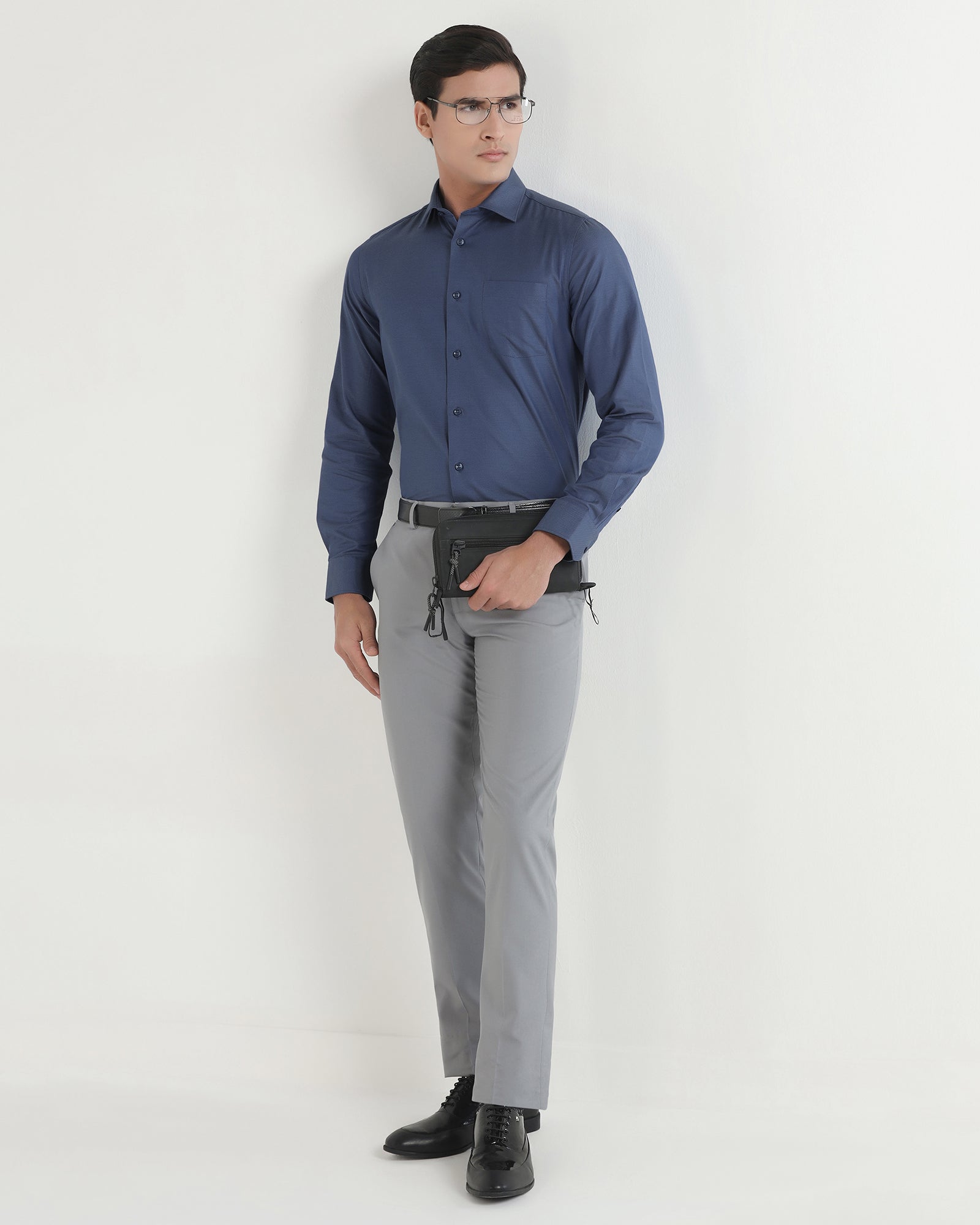 Mid Blue Textured Shirt - Magnus