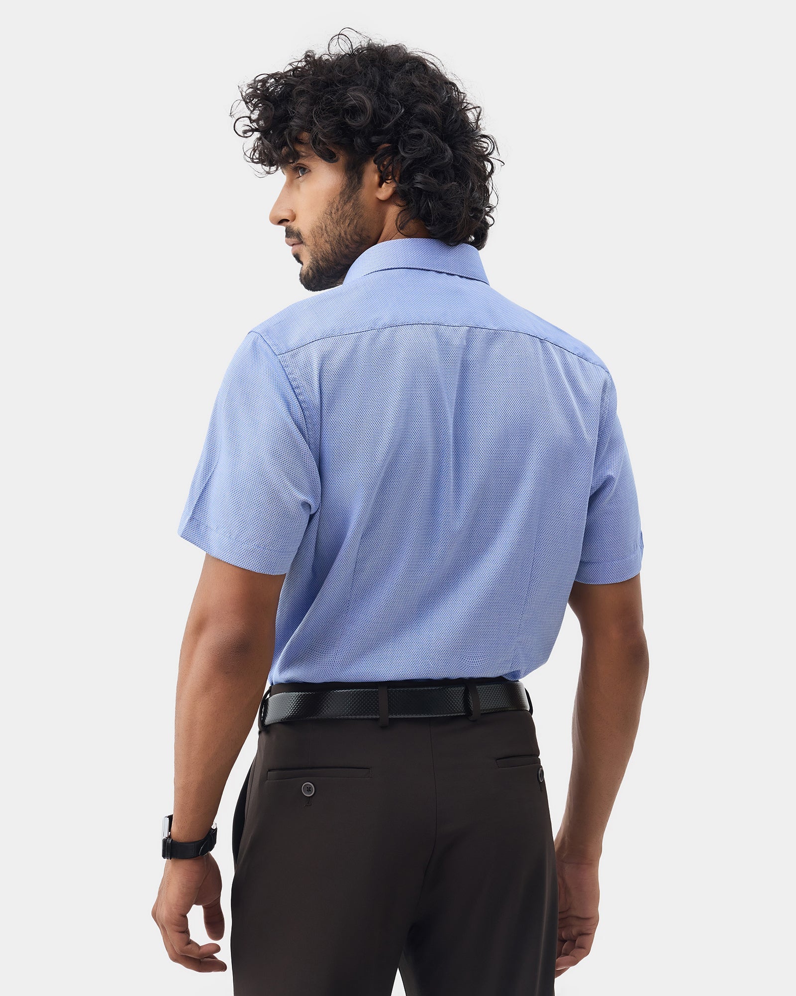 Mid Blue Textured Shirt - Maky