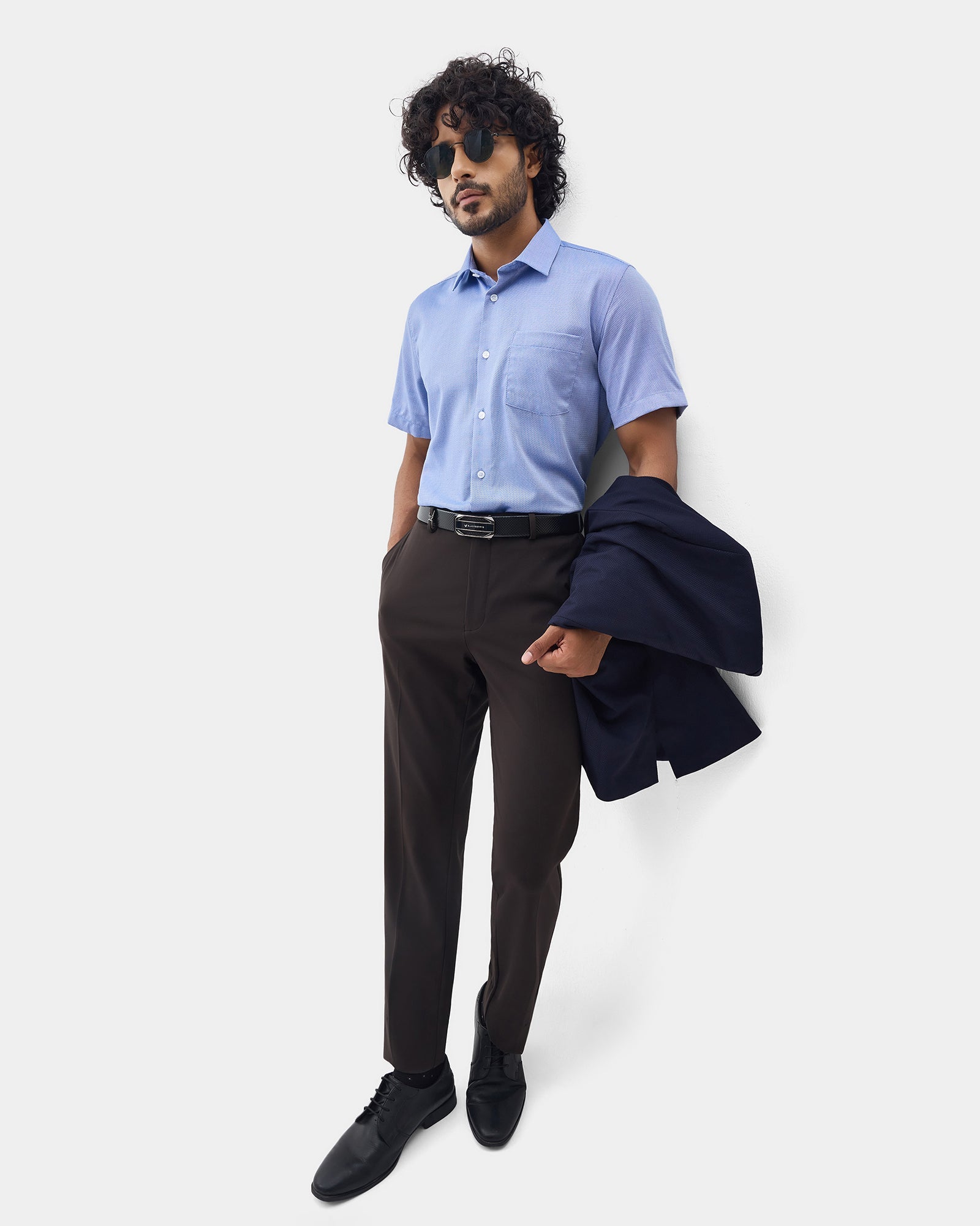 Mid Blue Textured Shirt - Maky