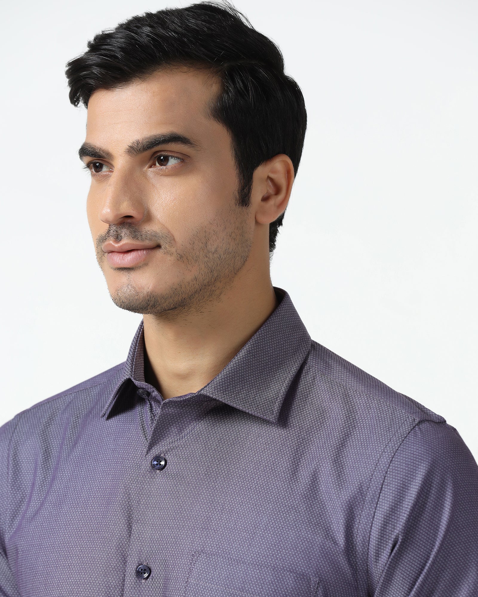 Mid Blue Textured Shirt - Ryan