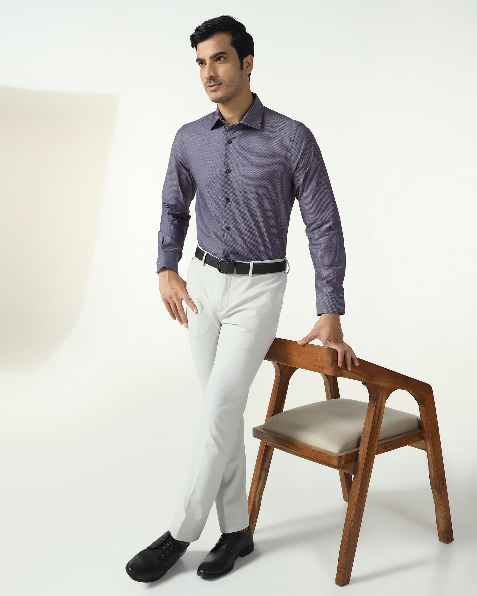 Mid Blue Textured Shirt - Ryan