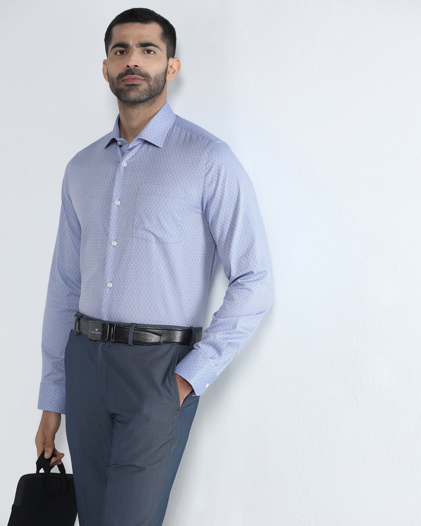 Mid Blue Textured Shirt - Seon