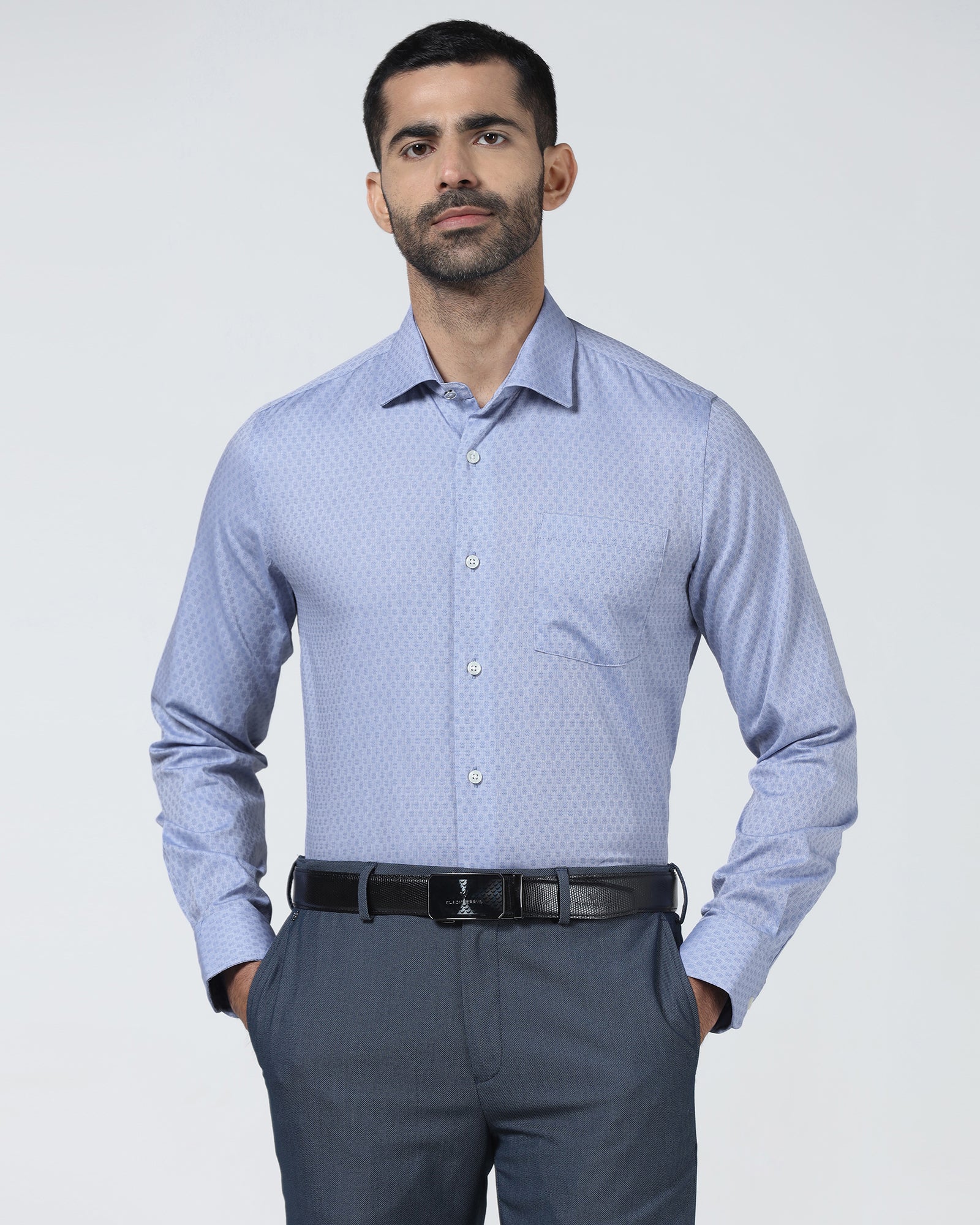 Mid Blue Textured Shirt - Seon