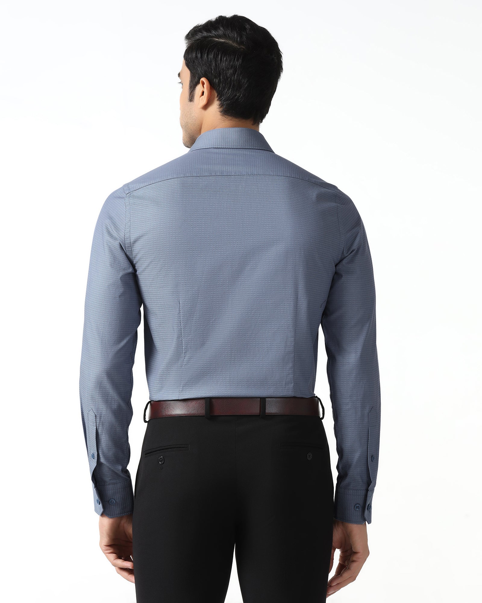Mid Blue Textured Shirt - Zander