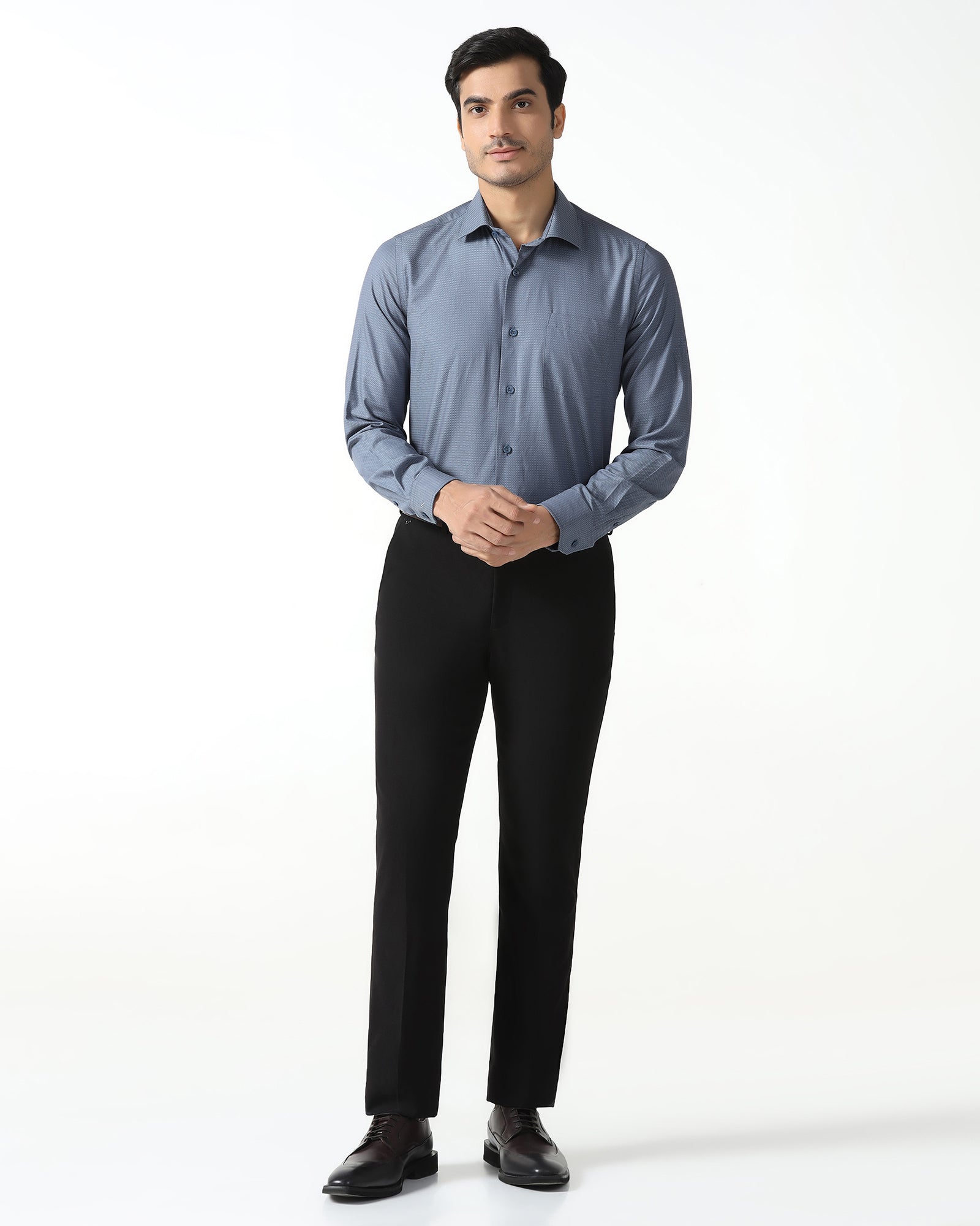 Mid Blue Textured Shirt - Zander