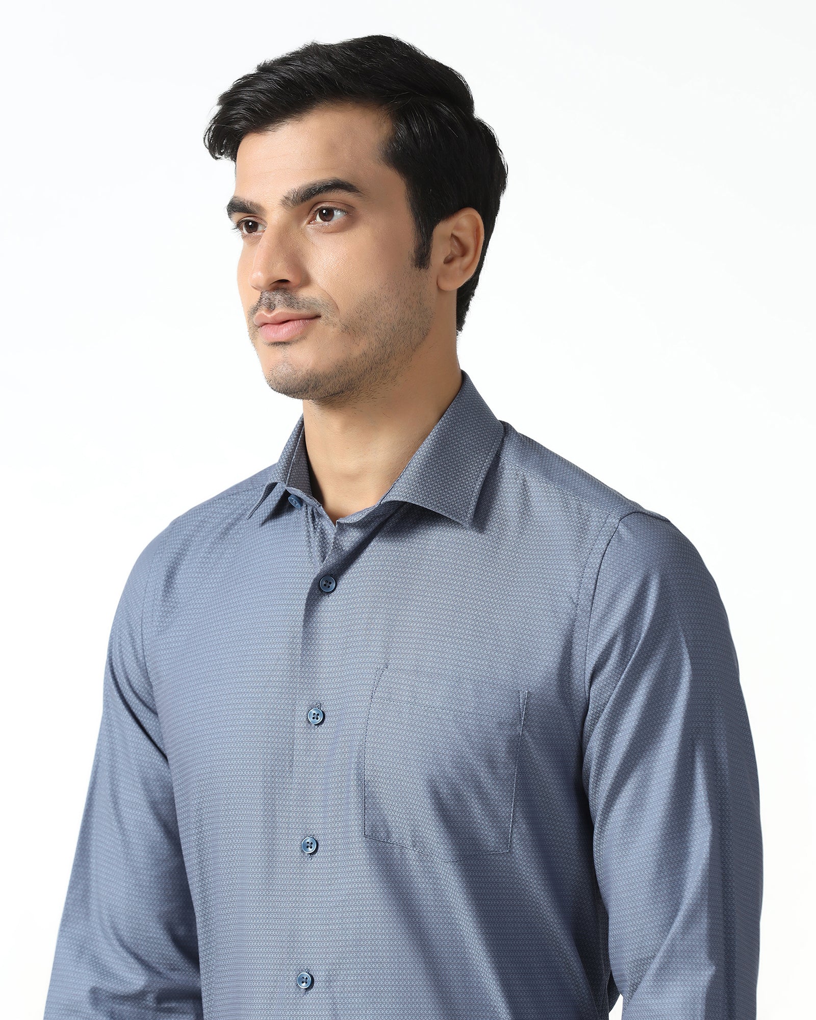 Mid Blue Textured Shirt - Zander