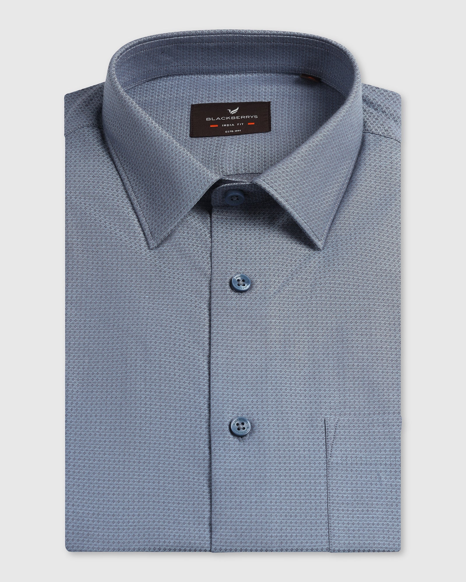 Mid Blue Textured Shirt - Zander