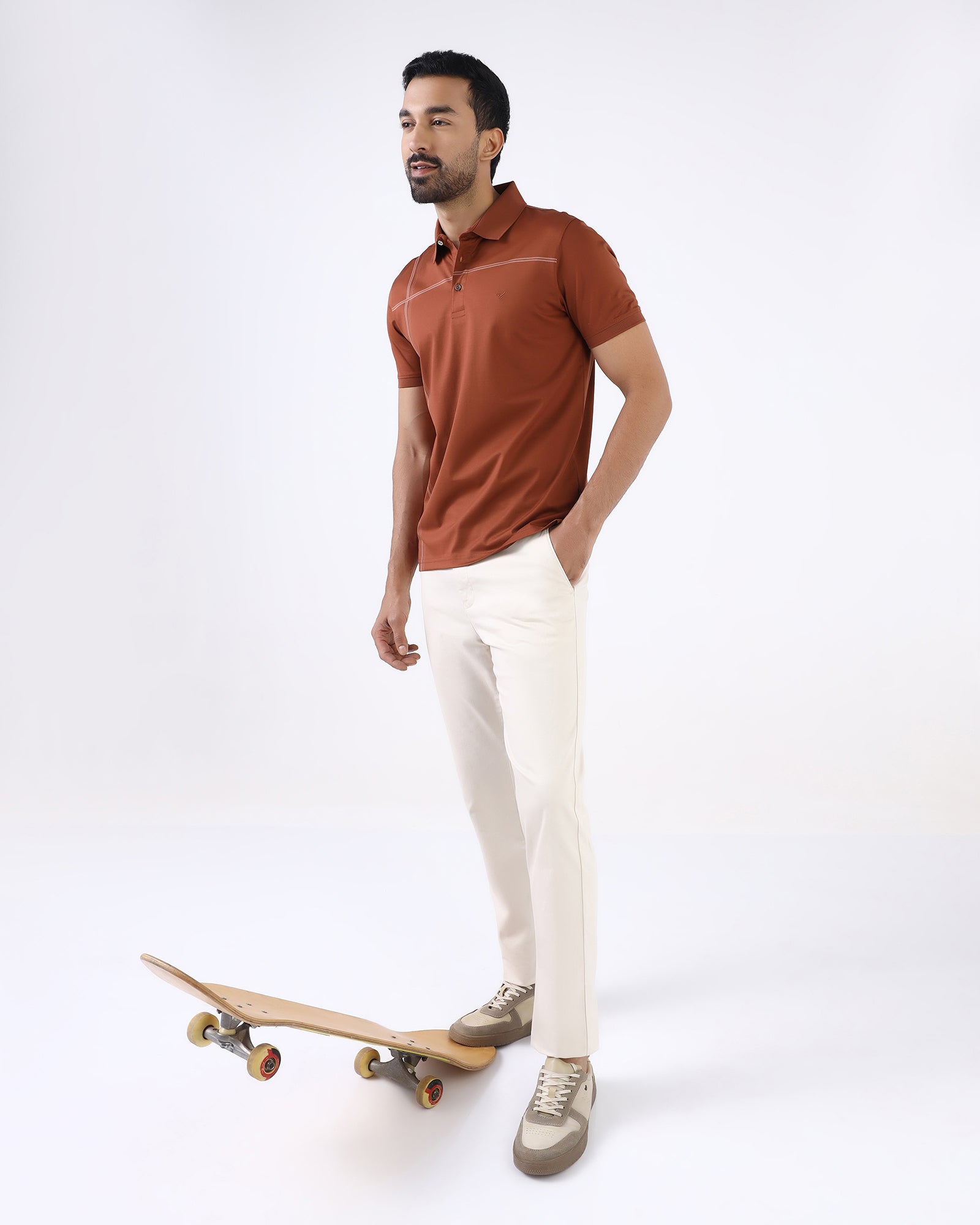 Mid Brown Luxe Textured Polo - Rickon