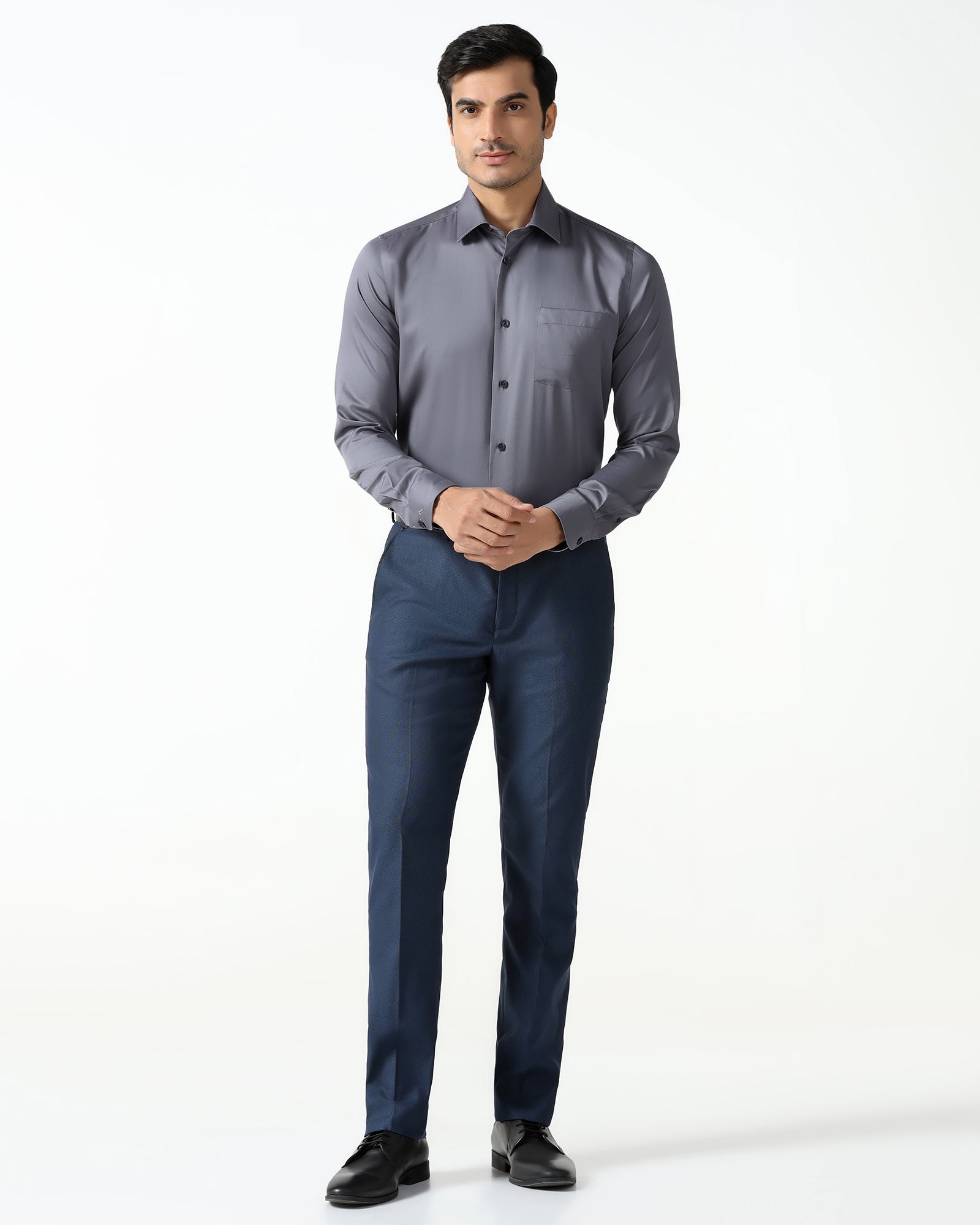 Mid Grey Non Iron Solid Shirt - Sylvia