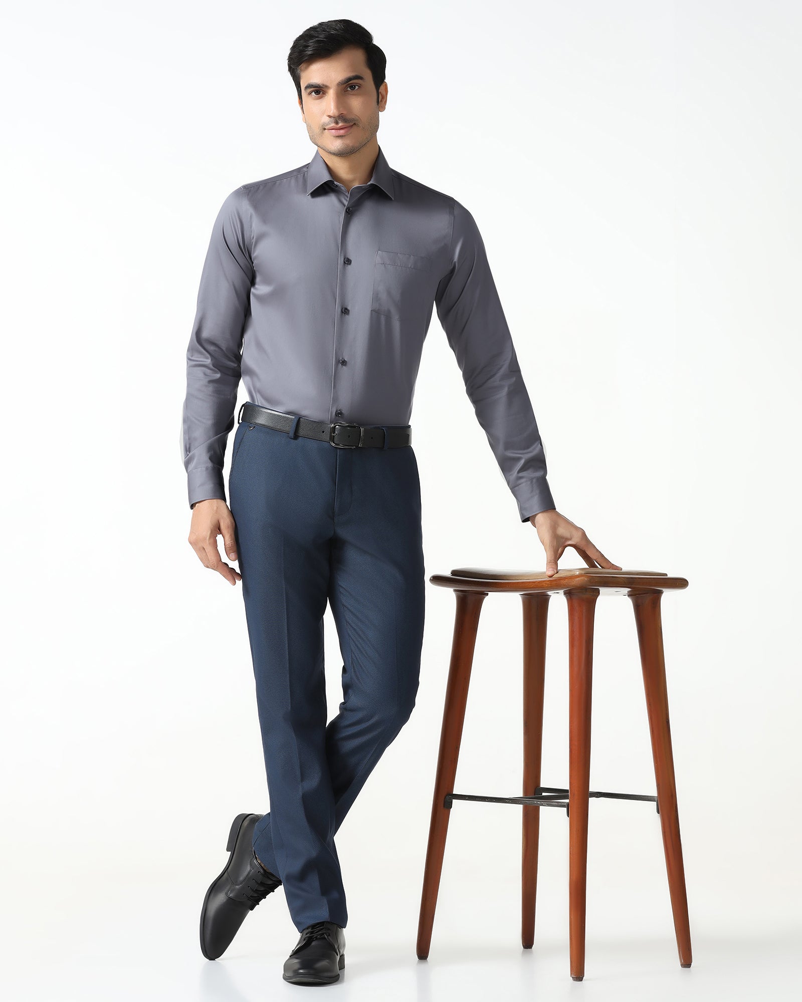 Mid Grey Non Iron Solid Shirt - Sylvia