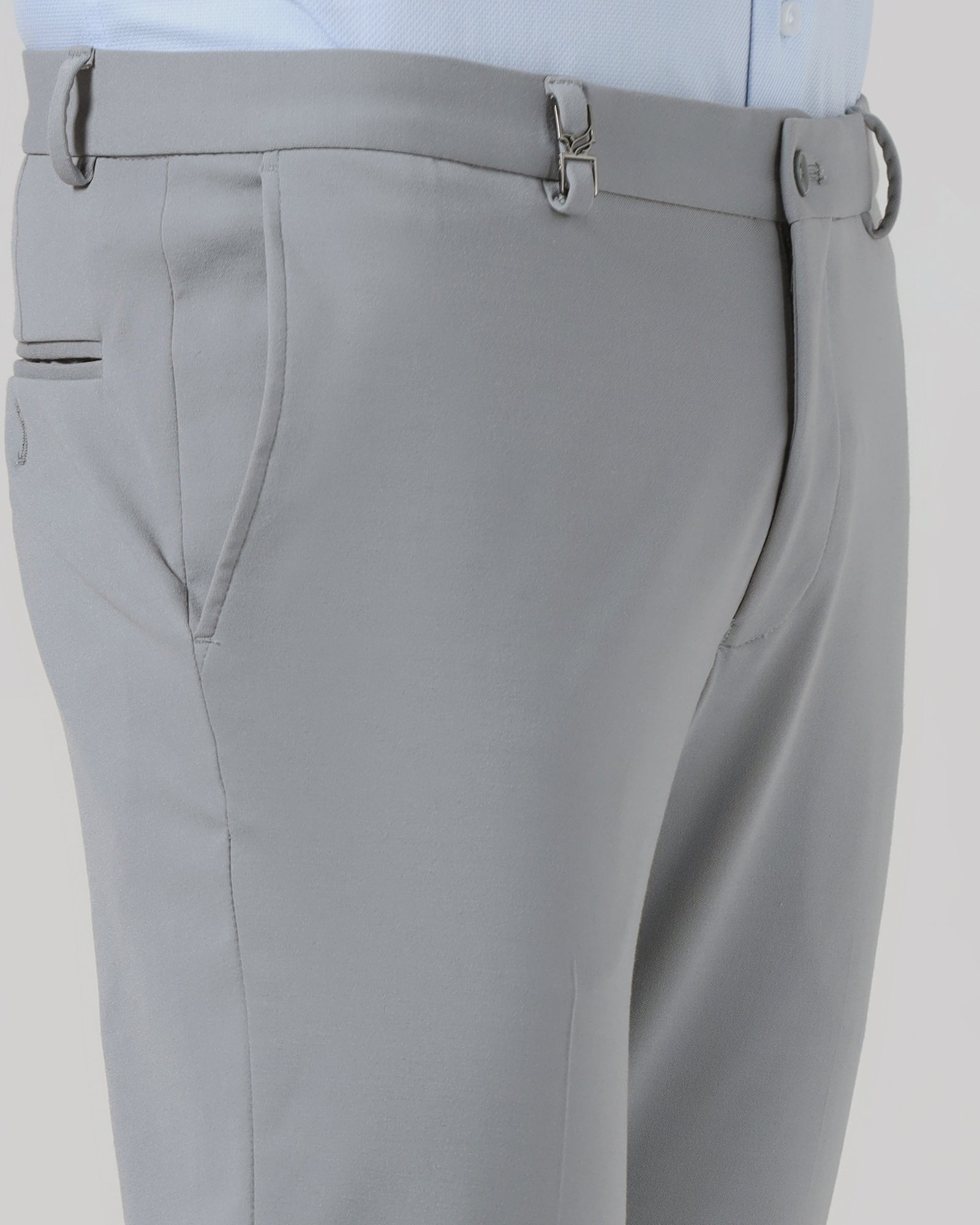 Mid Grey Solid Trouser - Oak