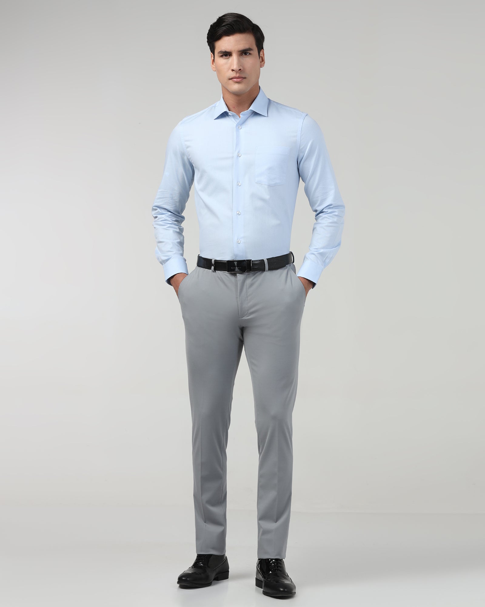 Mid Grey Solid Trouser - Oak