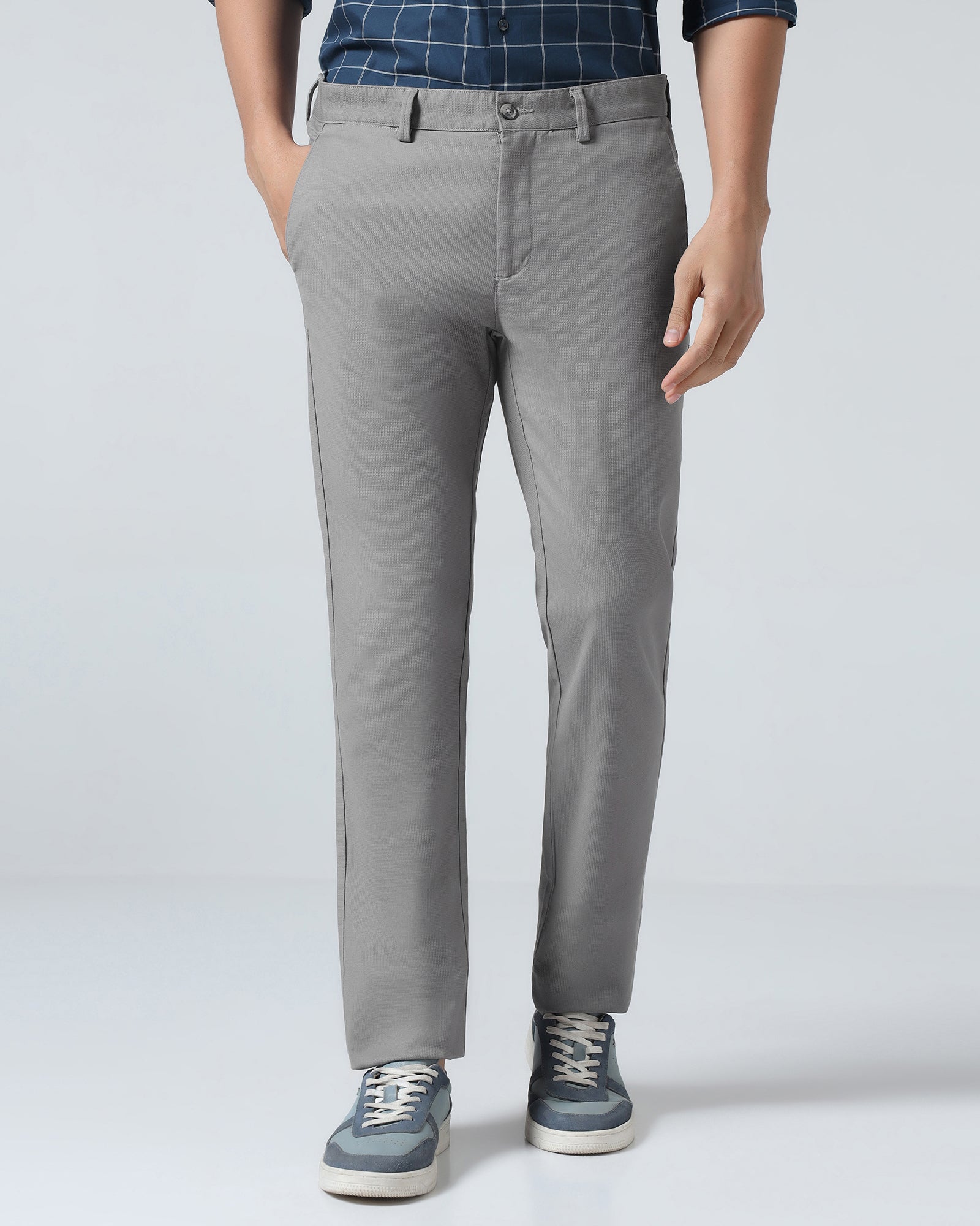 Mid Grey Textured Khakis - Palmer