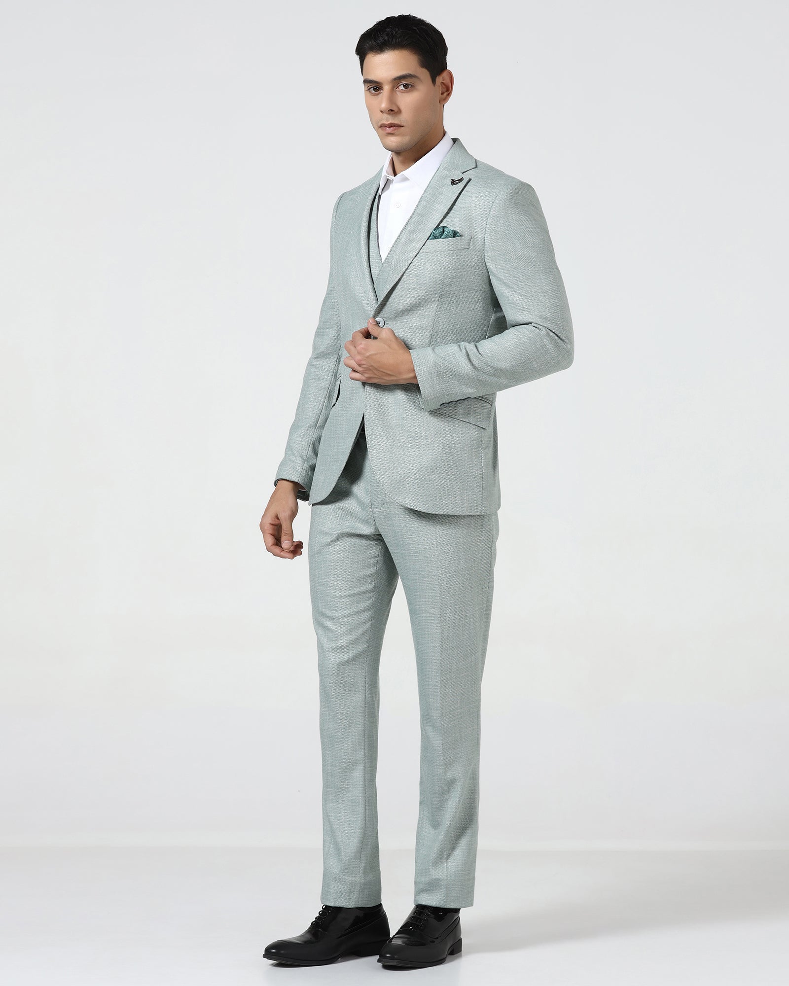 Mint Three Piece Textured Suit - Dayle