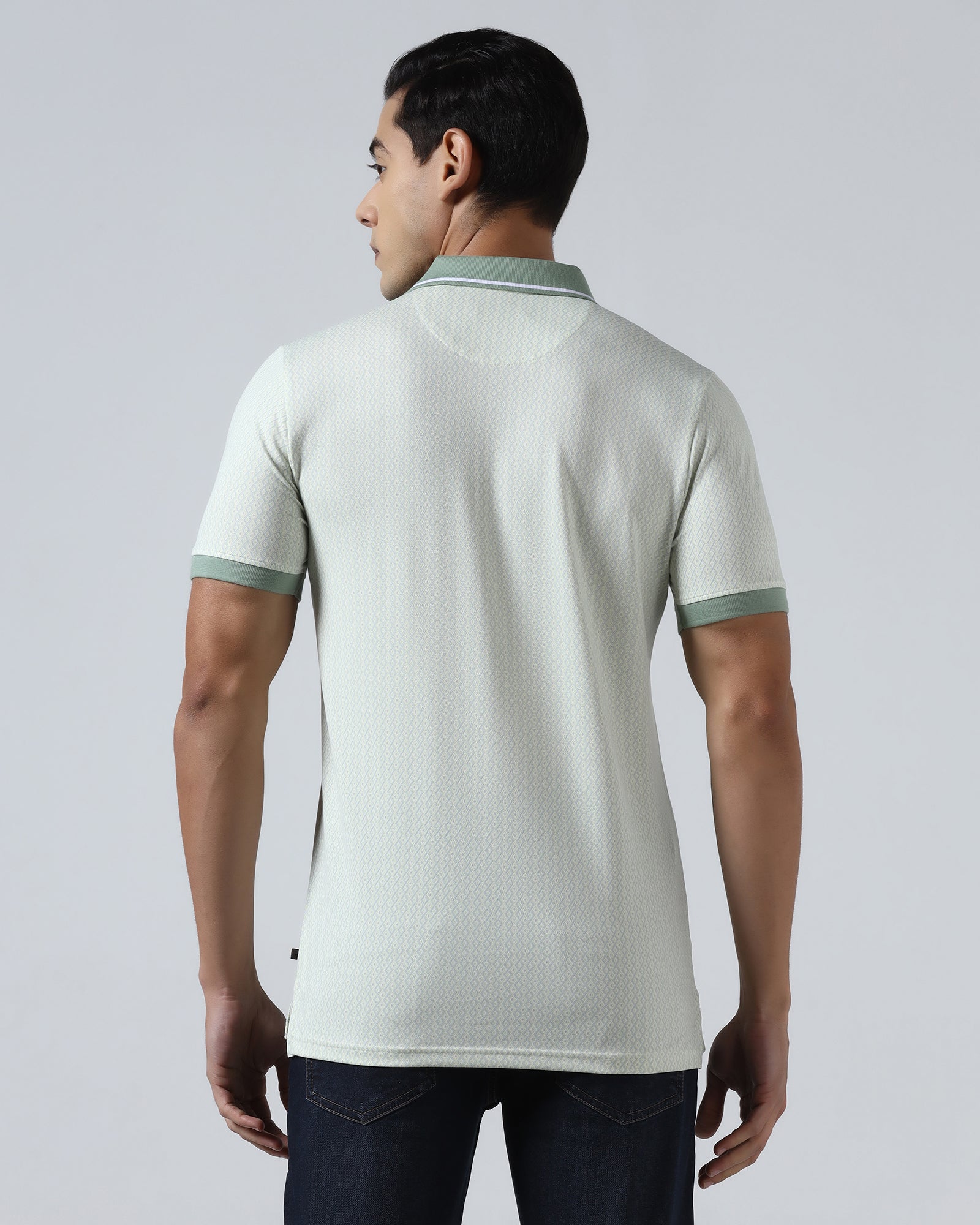 Mint Green Printed Polo - Mini