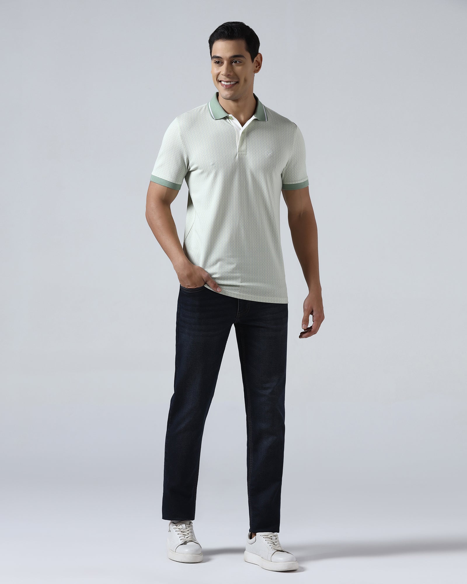 Mint Green Printed Polo - Mini