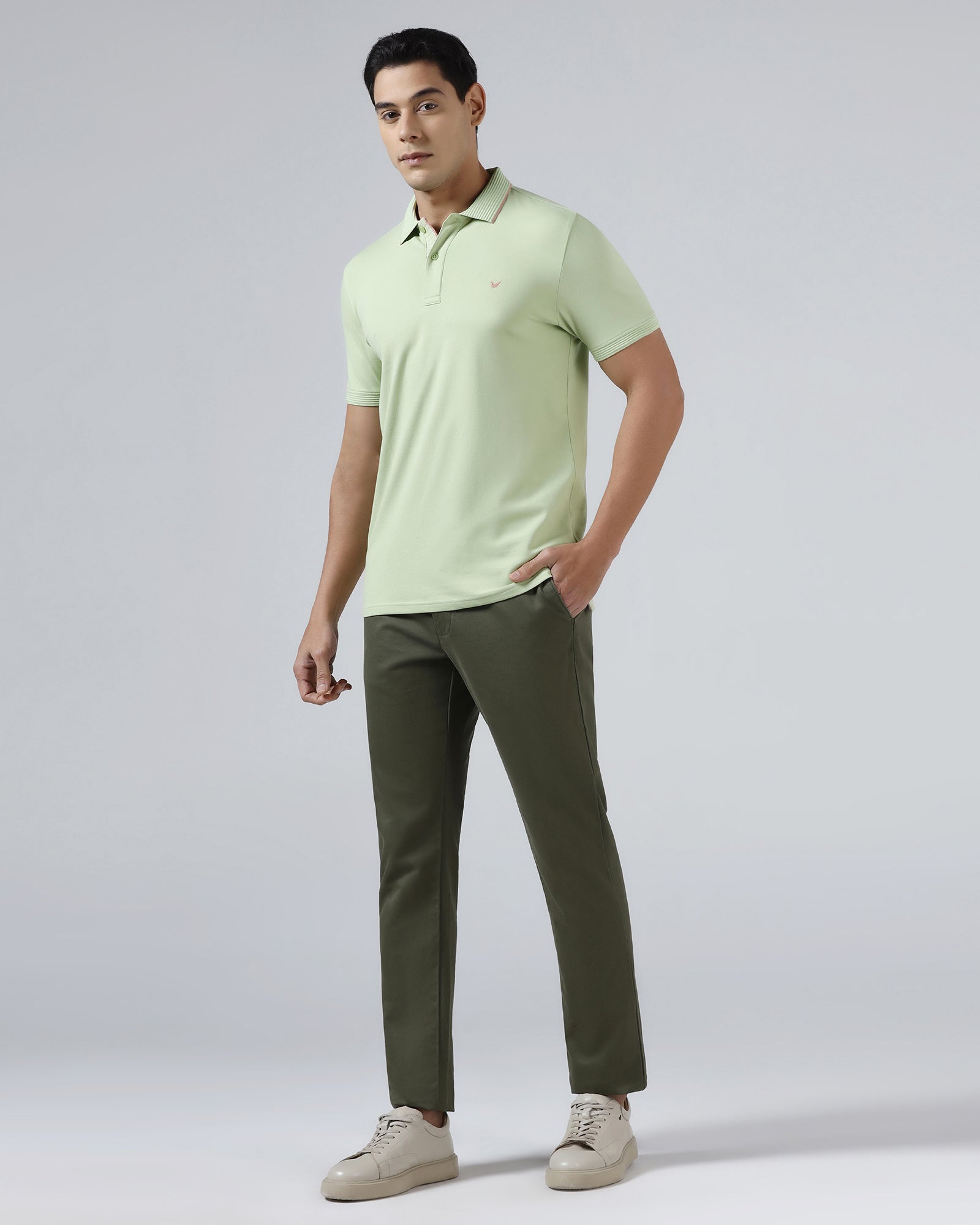 Mint Green Solid Polo - Aesun