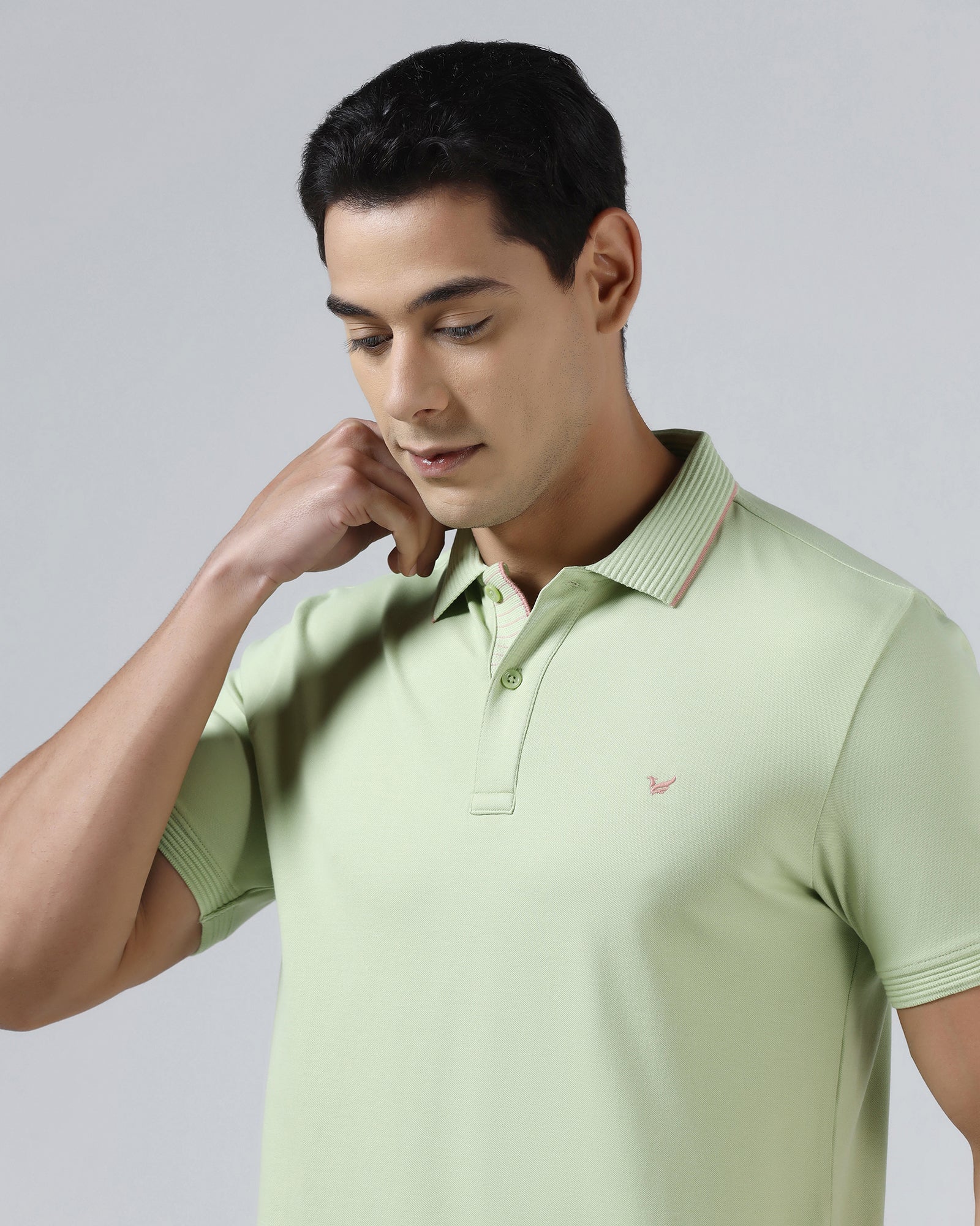 Mint Green Solid Polo - Aesun
