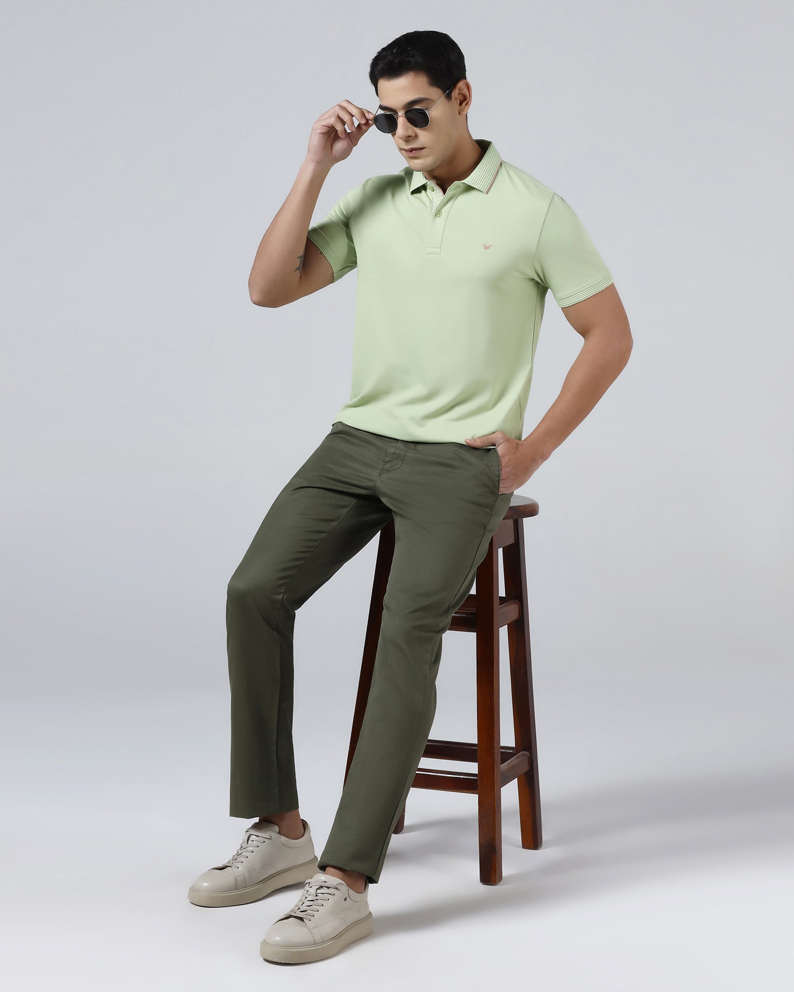 Mint Green Solid Polo - Aesun