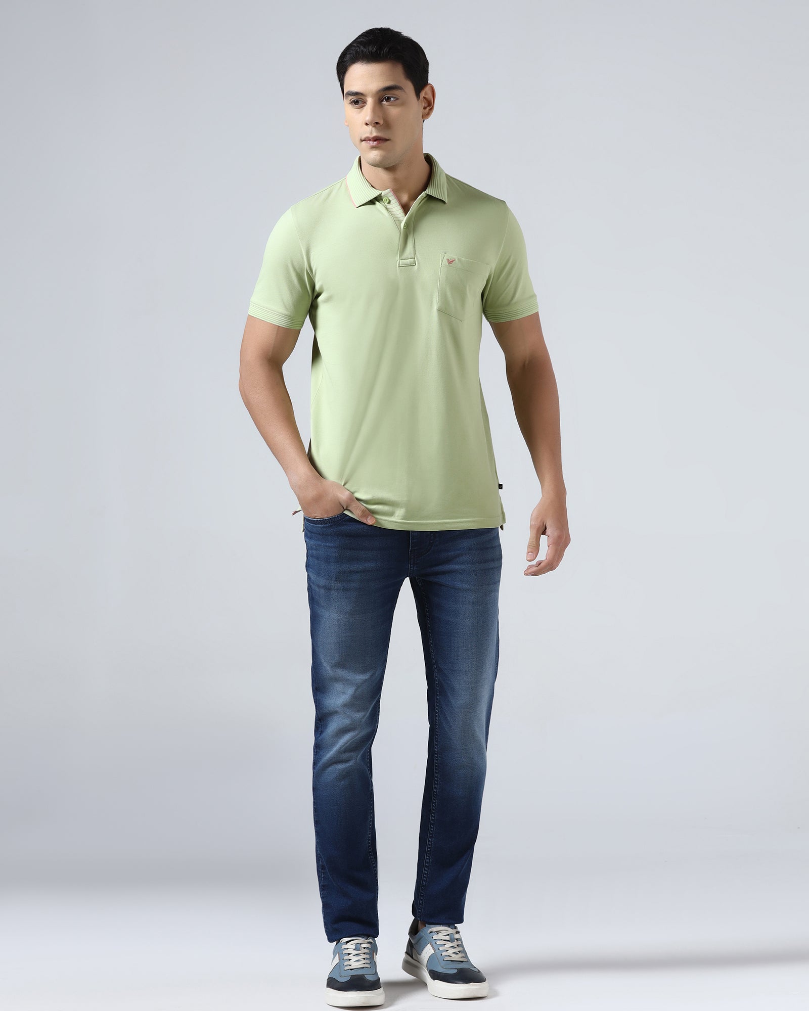 Mint Green Solid Polo - Aesun