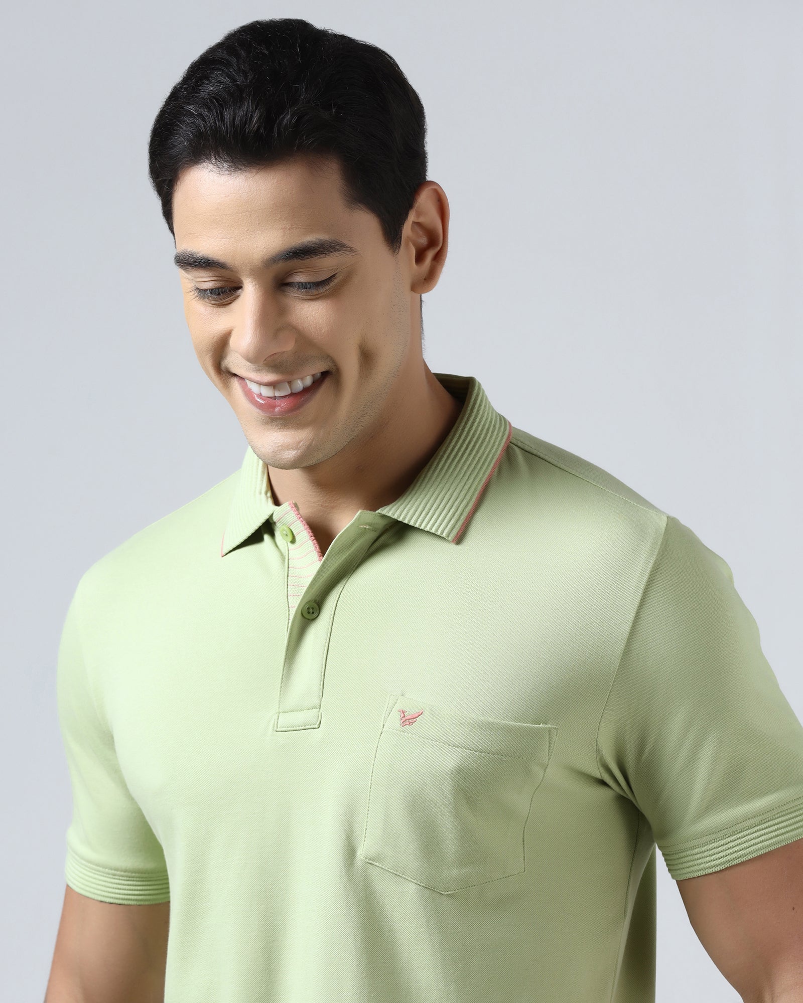 Mint Green Solid Polo - Aesun