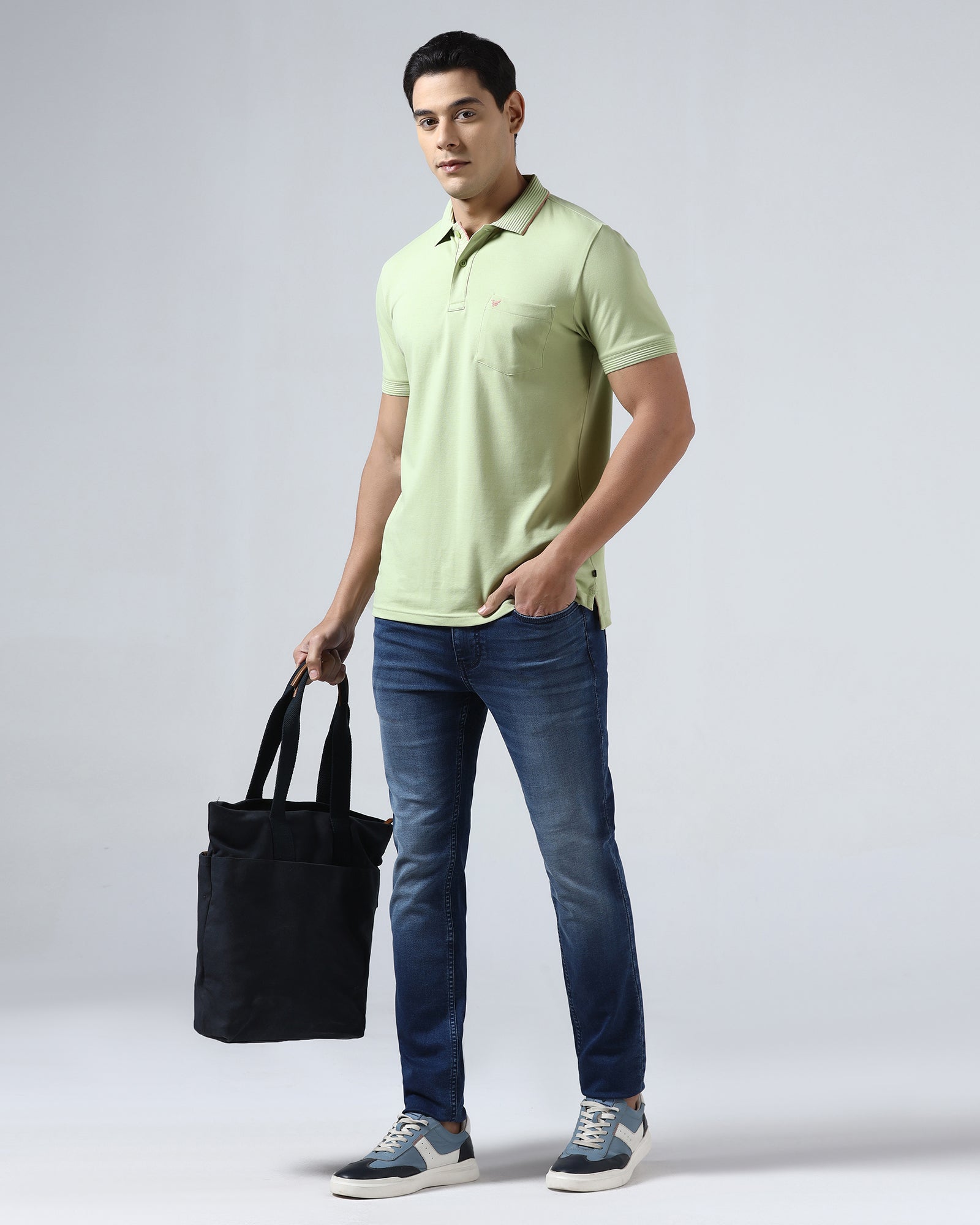 Mint Green Solid Polo - Aesun