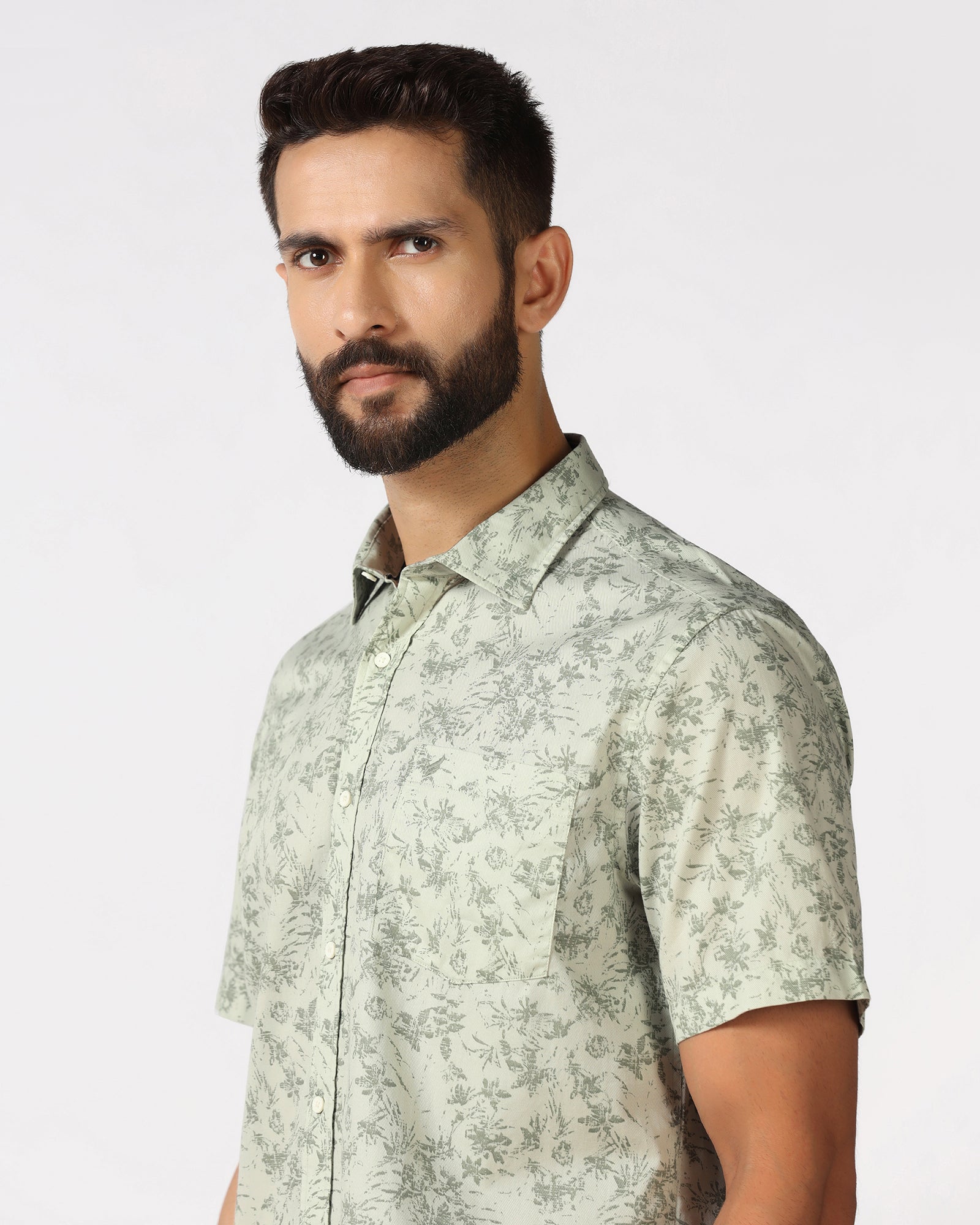 Mint Half Sleeve Printed Shirt - Holten