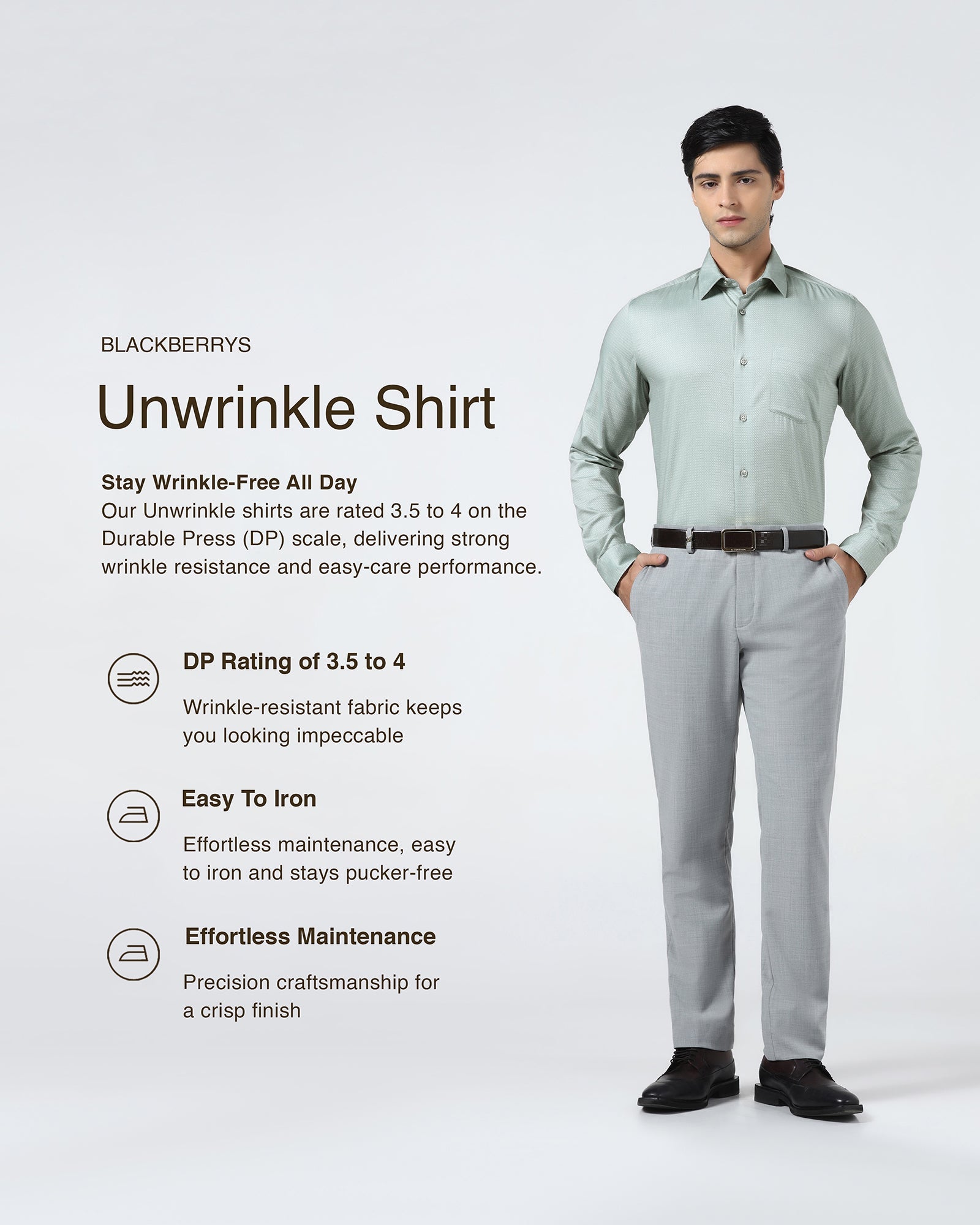 Mint Non Iron Textured Shirt - Emerald