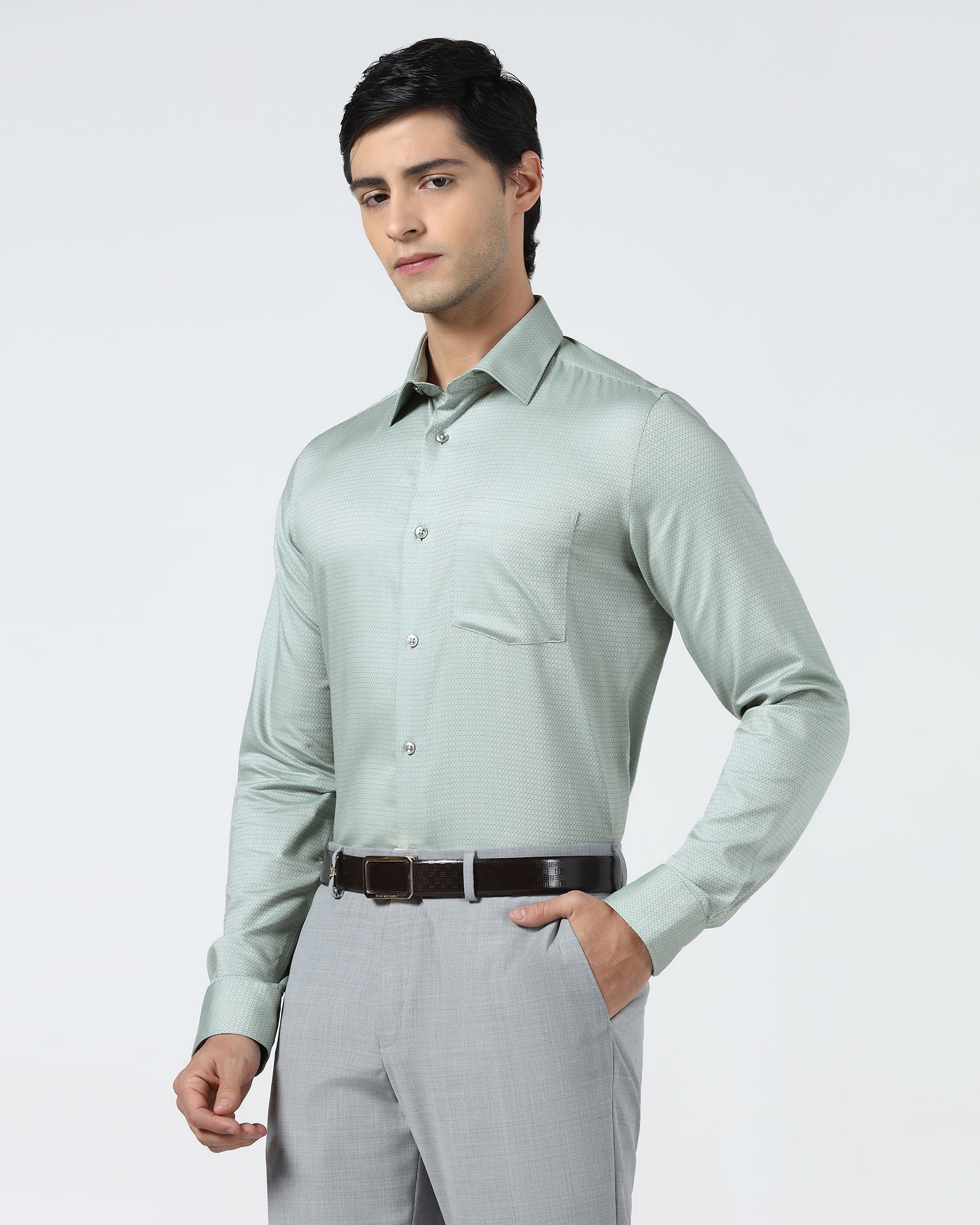 Mint Non Iron Textured Shirt - Emerald
