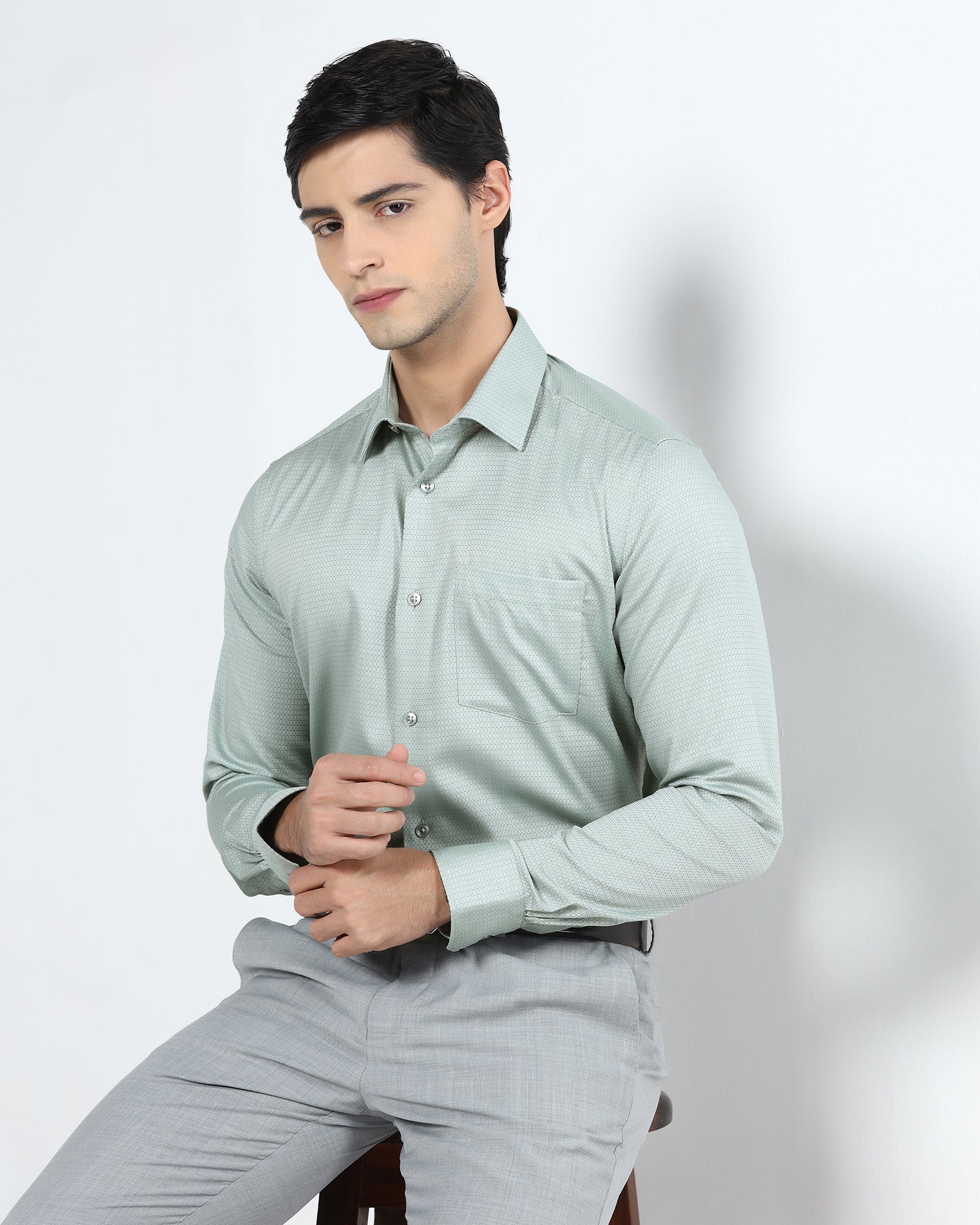 Mint Non Iron Textured Shirt - Emerald